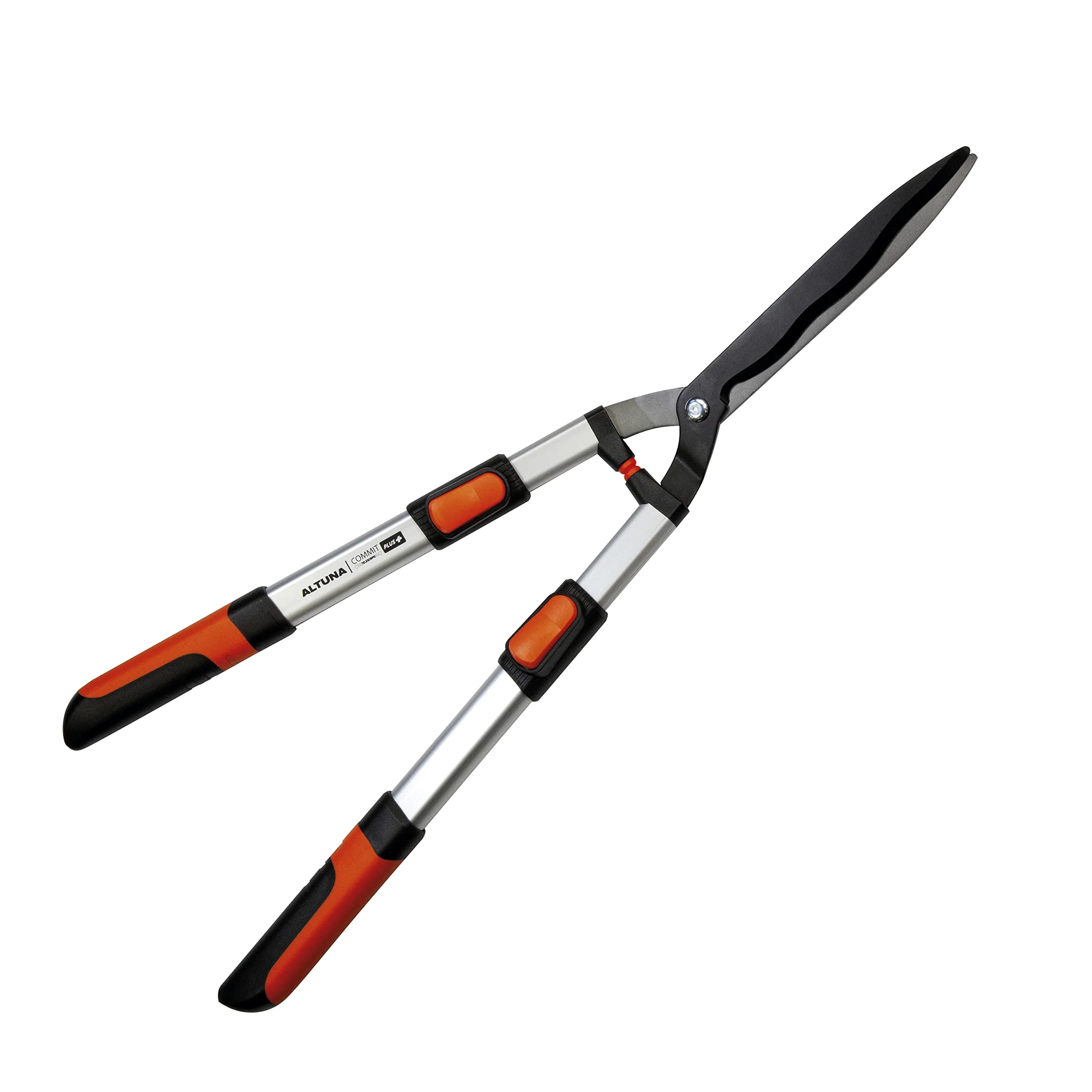 Tijera Cortasetos - Modelo J504 - Hoja Ondulada Teflonada de 22 cm - Mango Bimaterial Antideslizamientos - Tijeras Telescópicas 69-91 cm - Con Topes de Goma para Máximo Control - Altuna