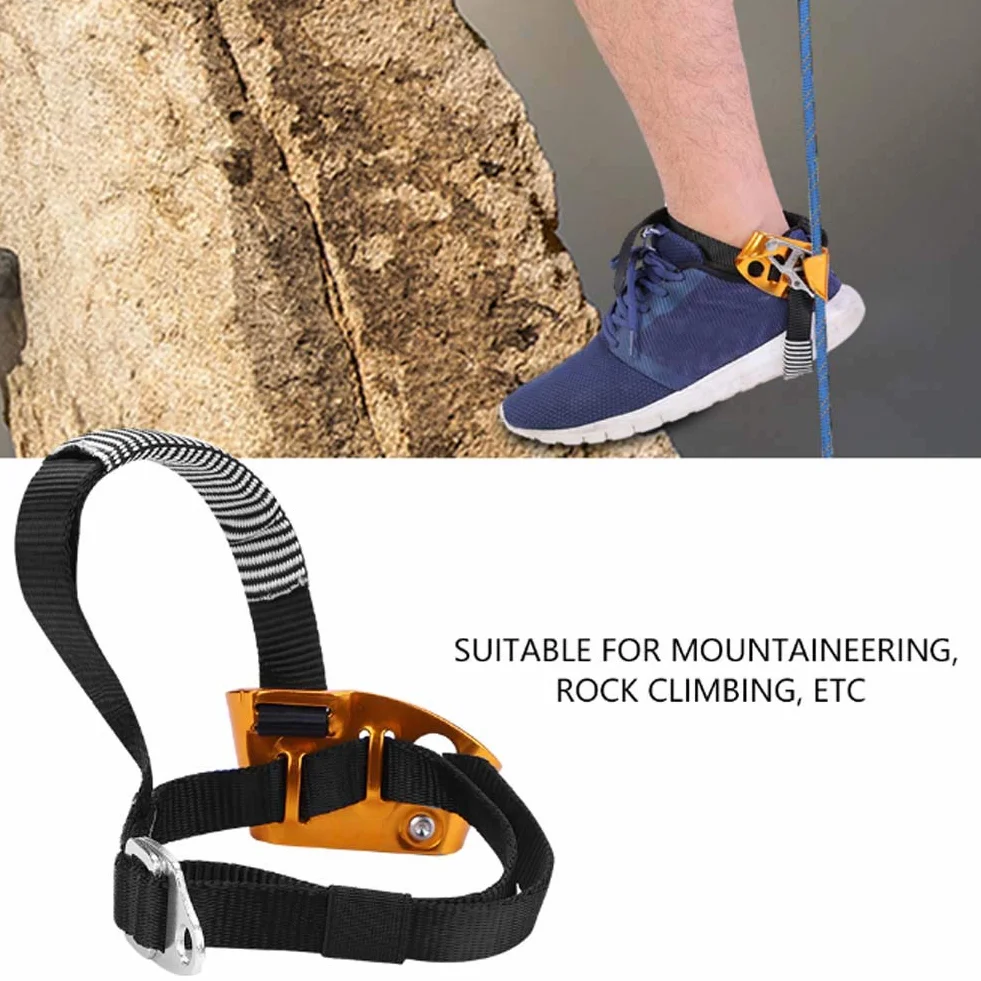 Ascender de Pie Negro Aleación Aluminio 8.3 x 4.7 cm para Escalada Montañismo