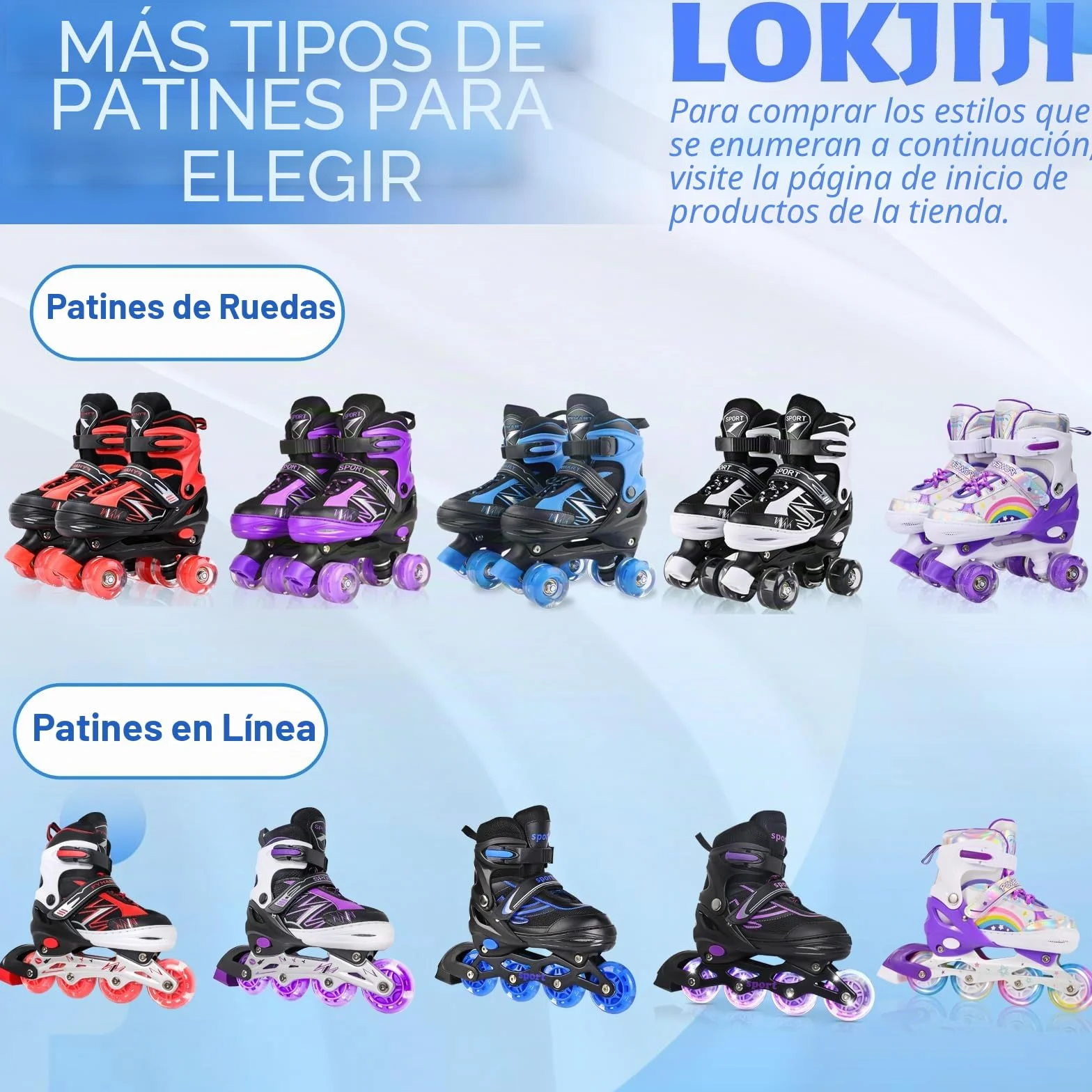 Patines Ajustables 4 Tamaños con Ruedas Iluminadas para Niños y Principiantes Violeta y Blanco