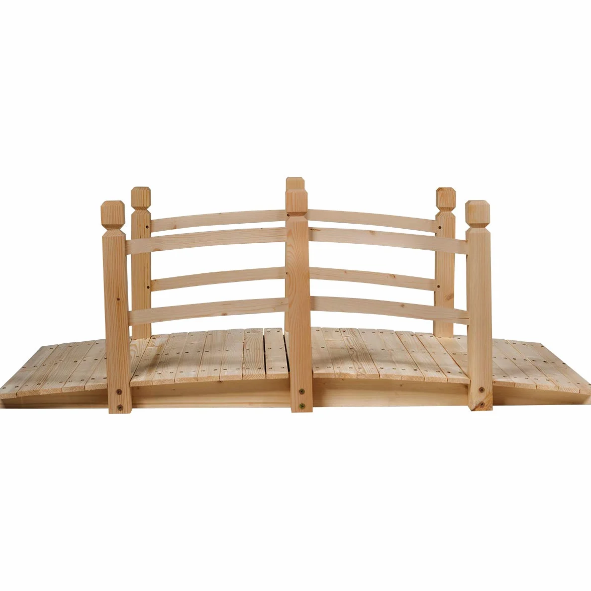 RELAX4LIFE Puente de Madera con Barandilla, Puente CE Jardín, Madera CE Abeto, Puente para Estanque, Carga 100 kg, Puente Decorativo Estable y Duradero, 150 x 67 x 55 cm (Natural)