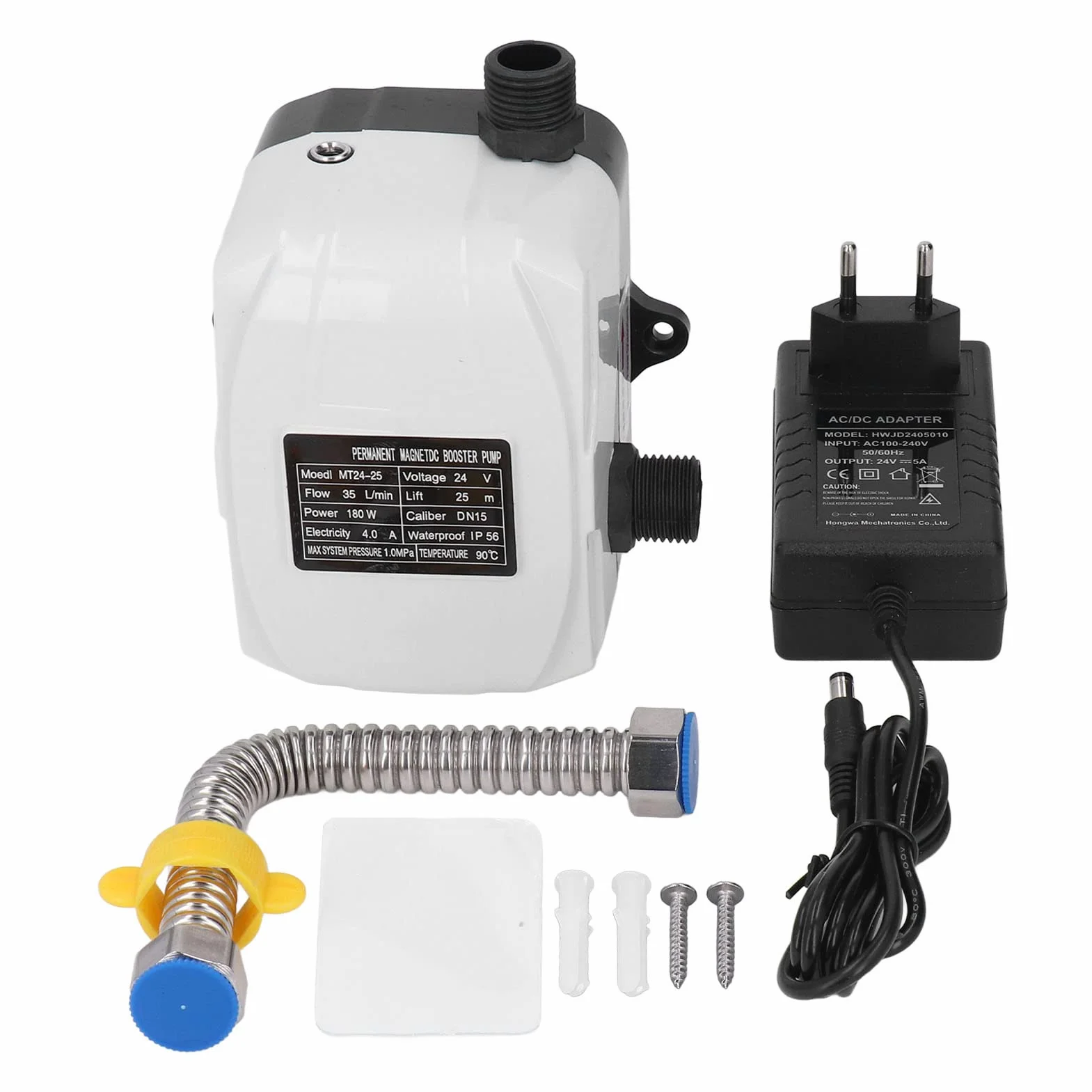 Bomba de Refuerzo de Presión de Agua, DC 24V 180W Mini Bomba Automática Solar de Alta Elevación con Flujo de 35L / Min Bomba de Agua de bajo Ruido para Grifo Baño Ducha Jardín