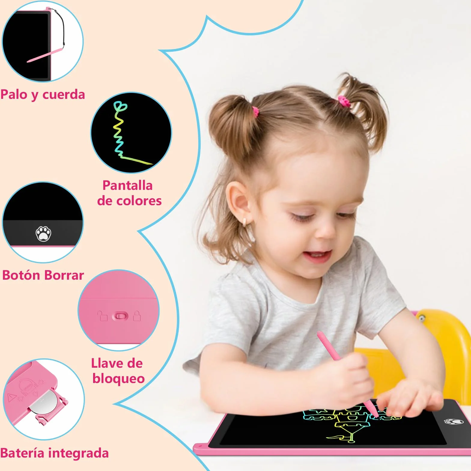 Tableta de Escritura LCD Colorido 8,5 Pulgadas 4 Paquetes para Niños Regalo Borrable Reutilizable Juguete