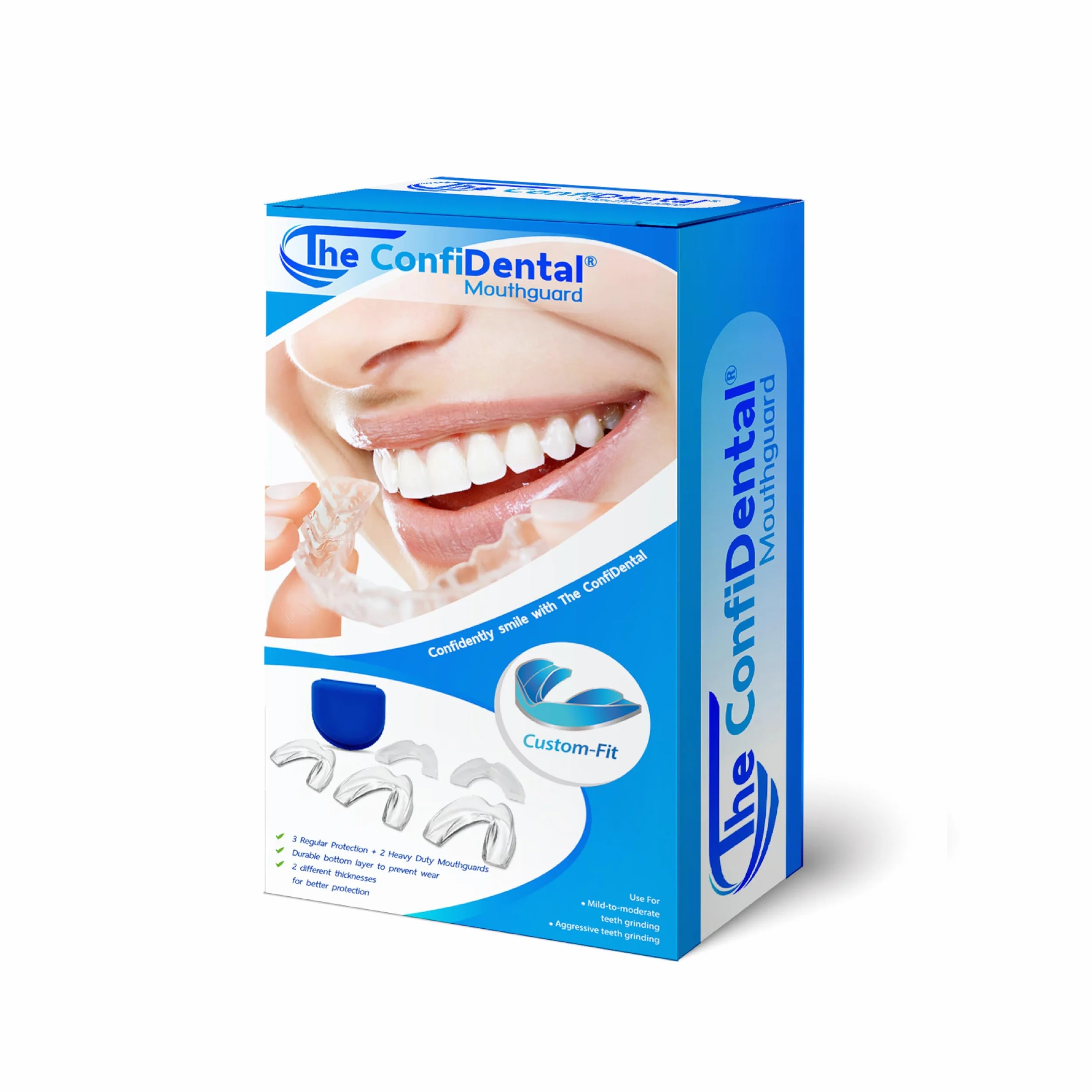 Protectores de boca moldeables para bruxismo, paquete de 5, 3 regulares y 2 resistentes