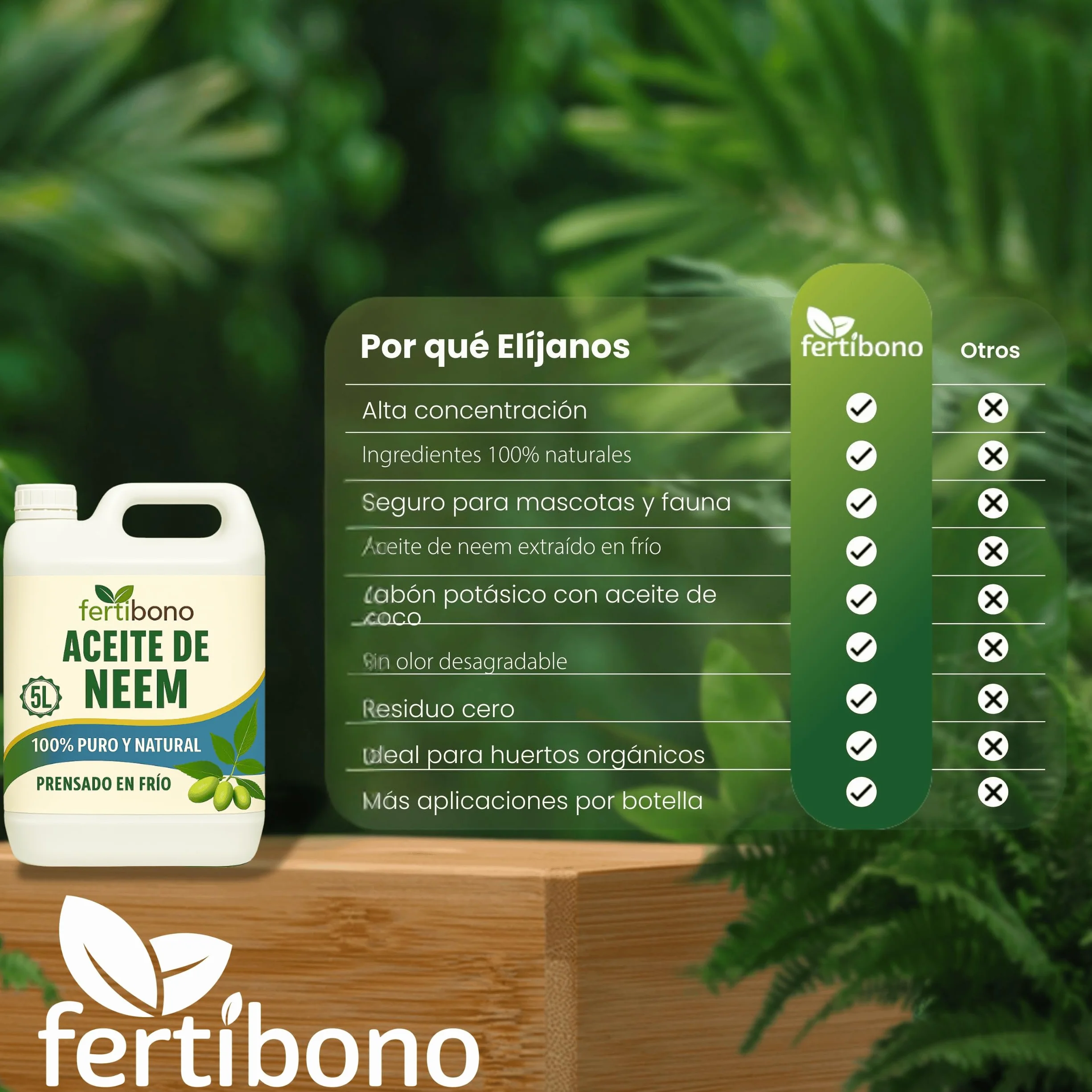 FERTIBONO Aceite de Neem 100% Puro y Natural - Extraído de Semillas - Vitalidad y Bienestar para Plantas - Hidratación y Nutrición Natural - Residuo Cero - 5L