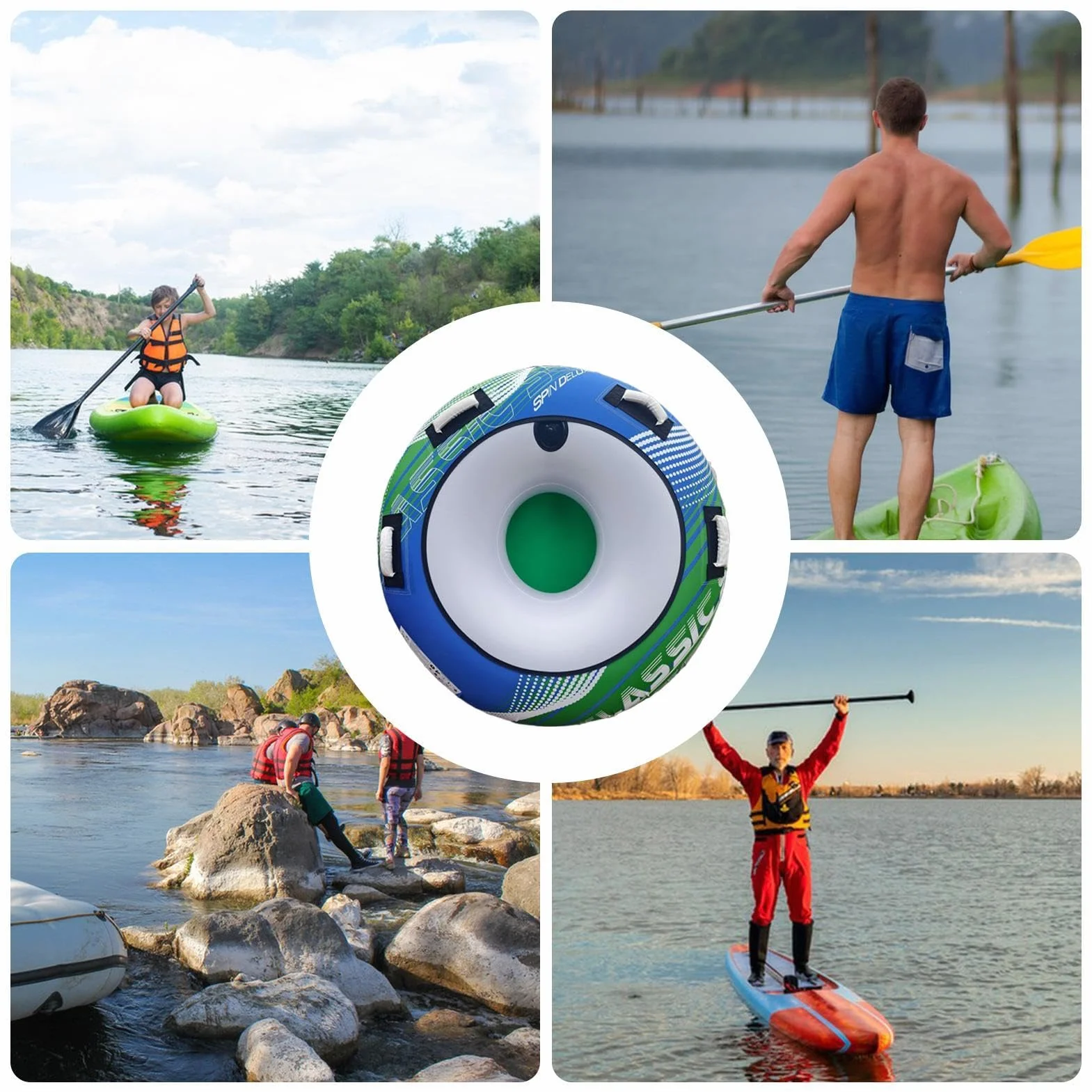 Schlauchboote - Aufblasbare Schwimmausrüstung, dreieckiger schleppbarer Luftschlauch, großes Floß
