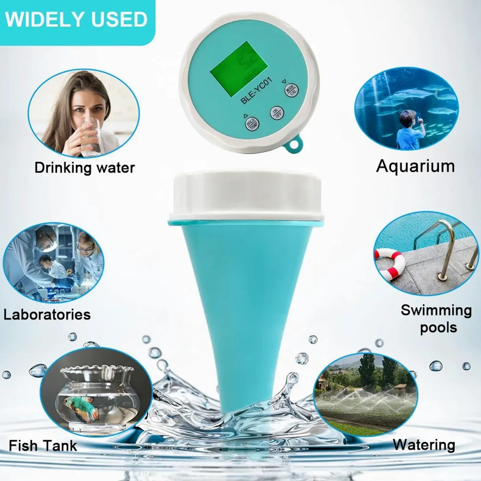Medidor de PH, Analizador de agua de piscina flotante inteligente 6 en 1, medidor de PH, CL, TDS, EC, ORP y temperatura, aplicación de monitoreo en línea, probador de calidad del agua.