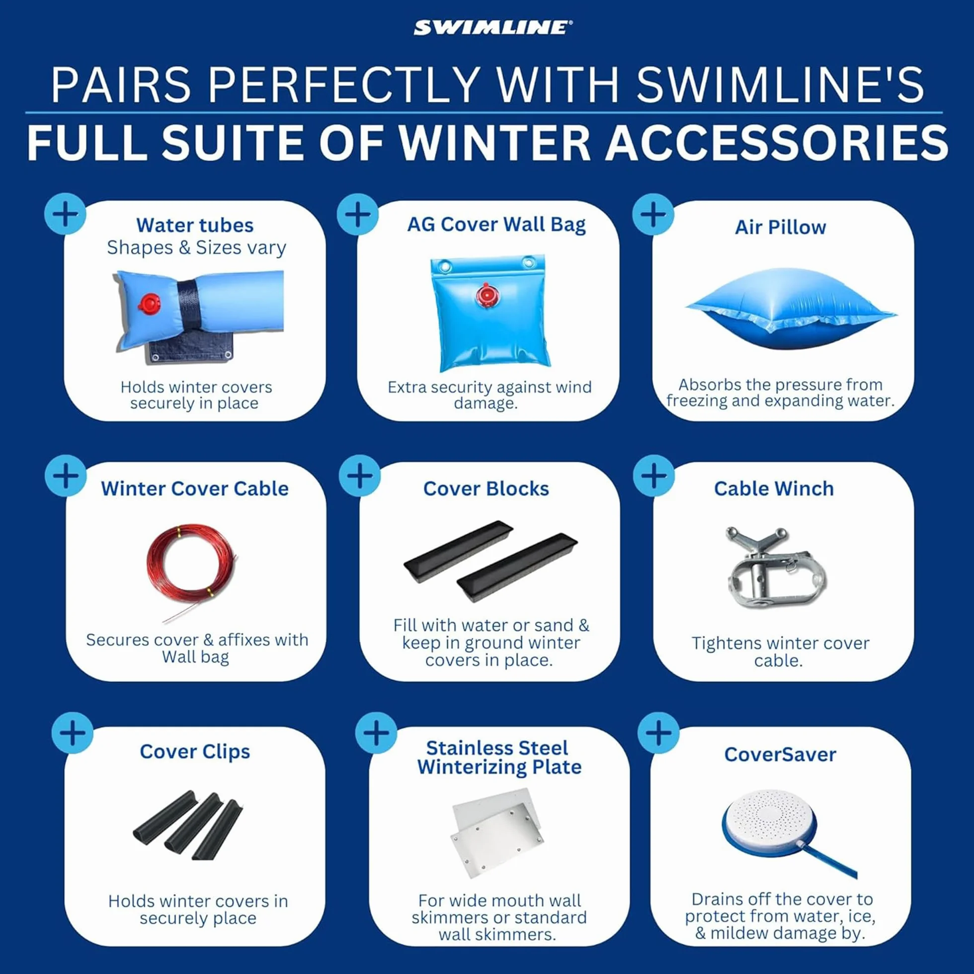 Swimline HYDROTOOLS - Almohada de Aire para albercas sobre el Suelo, Cubierta de Invierno, cojín de 4 x 8 pies, Kit de Cierre de Piscina, Resistente al frío, Accesorios de Almohadas Gruesas para