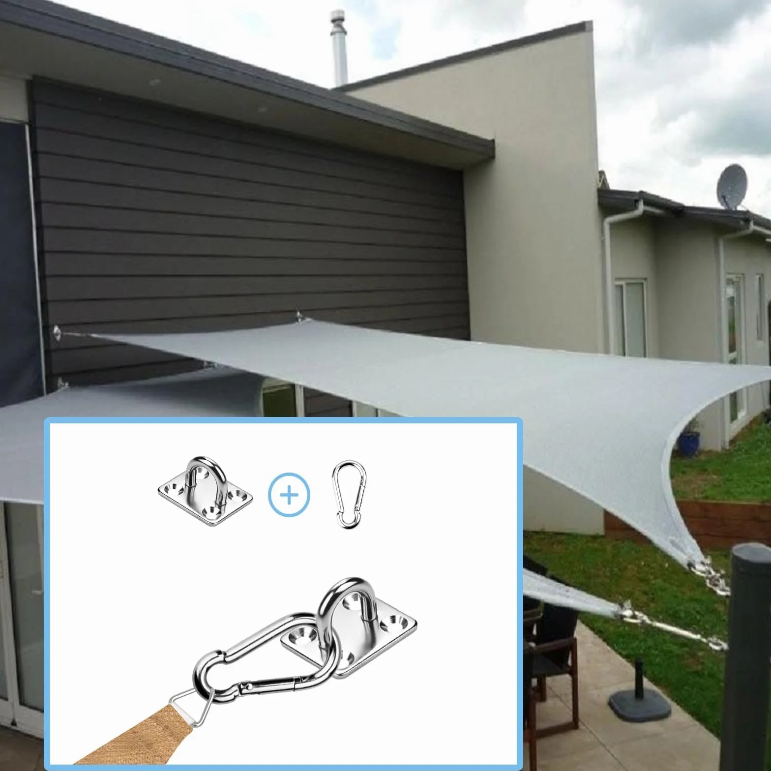SWTYExt Anclajes Toldo M5 Mosquetón de Acero y Placa de Ojo de Acero Inoxidable con Fijación Alcayatas Pared Ganchos de Techo para Silla Colgante Hamaca Yoga Columpio