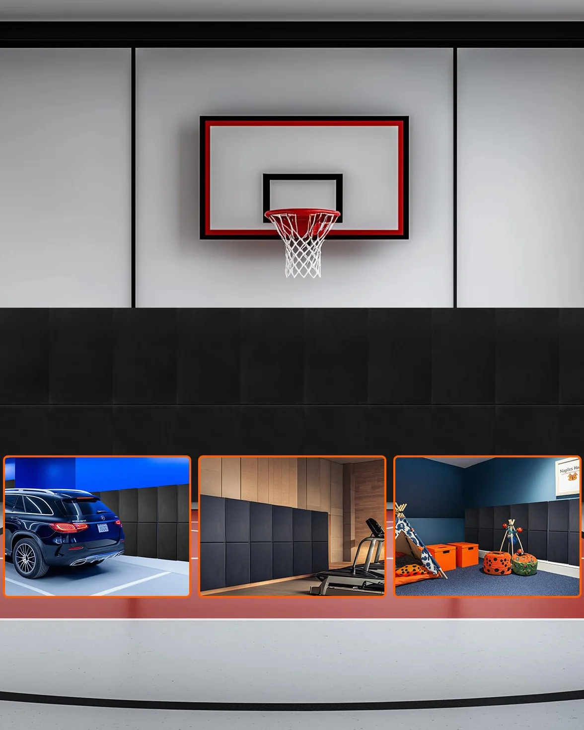 VEVOR Acolchado de Pared para Gimnasio, Espuma de Alta Densidad 50 mm, Impermeable, 1500 x 500 x 50 mm, Negro