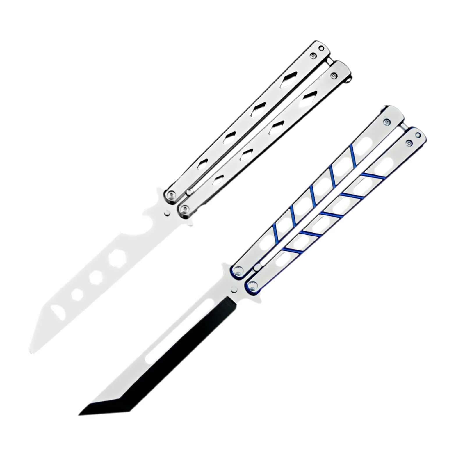 Navaja Mariposa Cuchillo De Entrenamiento 2 Piezas Hoja De Metal Sin Filo