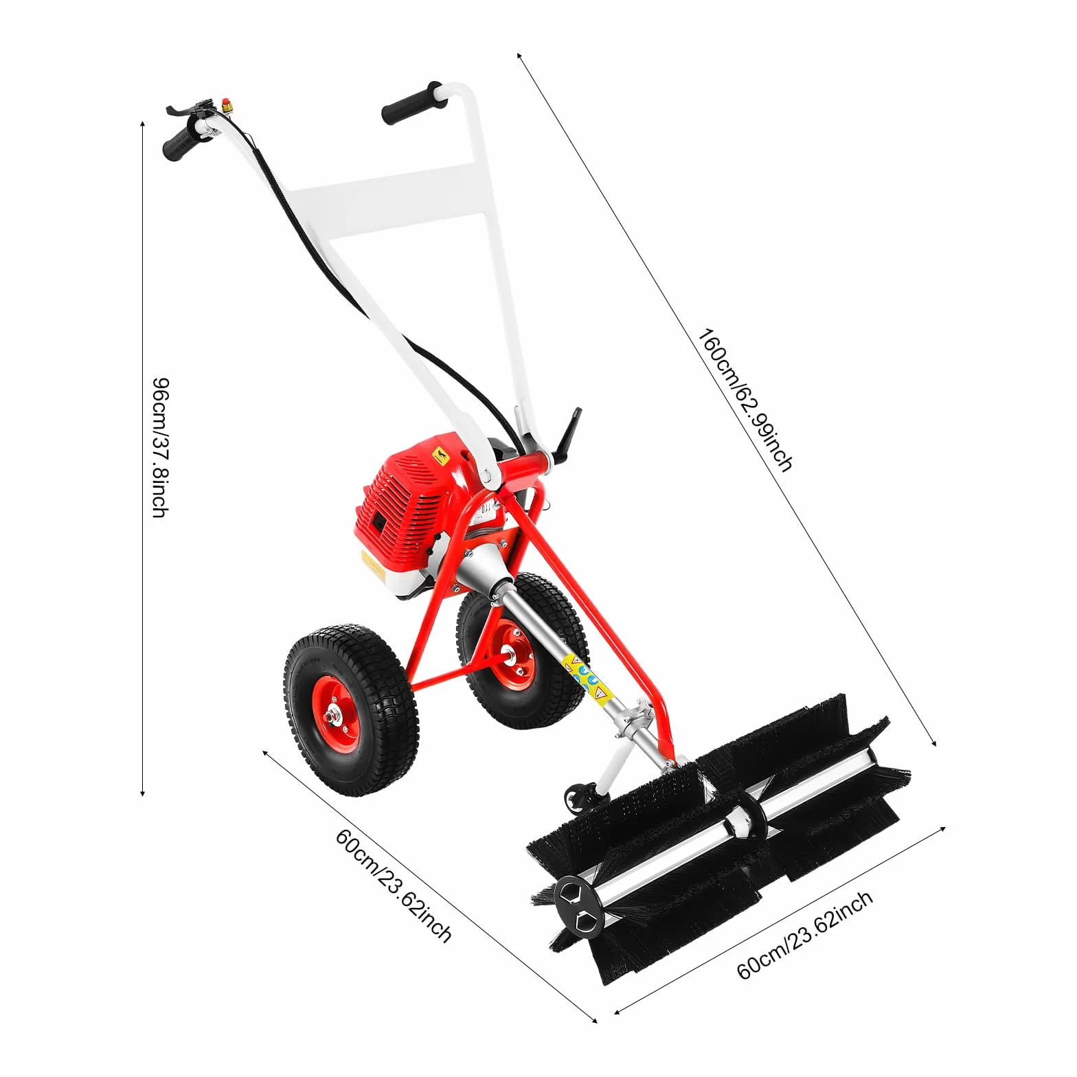 Barredora de gasolina, arranque eléctrico, pala de nieve, 43 cc, 1,7 CV, herramienta de limpieza para césped artificial