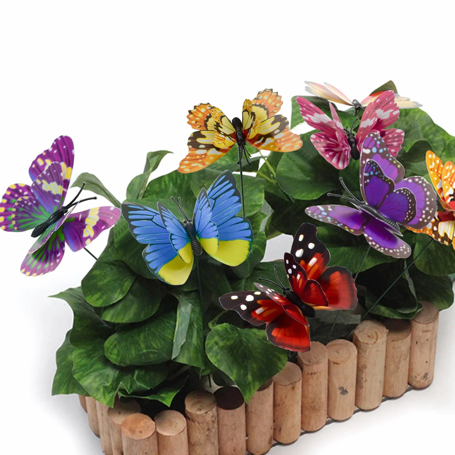 40 estacas de mariposa de libélula de jardín 3D, coloridas mariposas impermeables de PVC con estacas de doble ala, estacas decorativas de jardín para interiores y exteriores, patio, césped