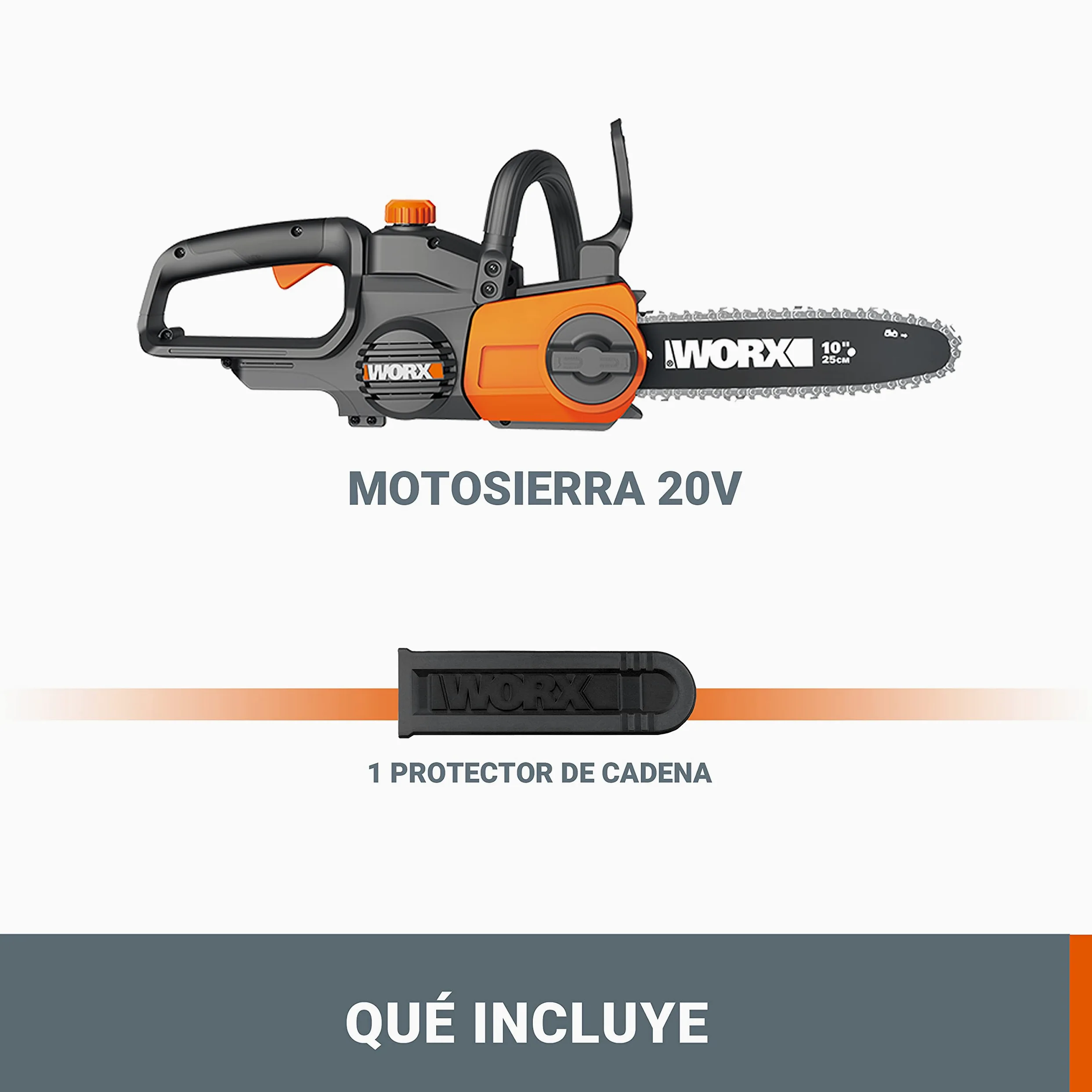 Motosierra a Batería WORX WG322E.9 20V 25cm Tensión Automática Lubricado Automático