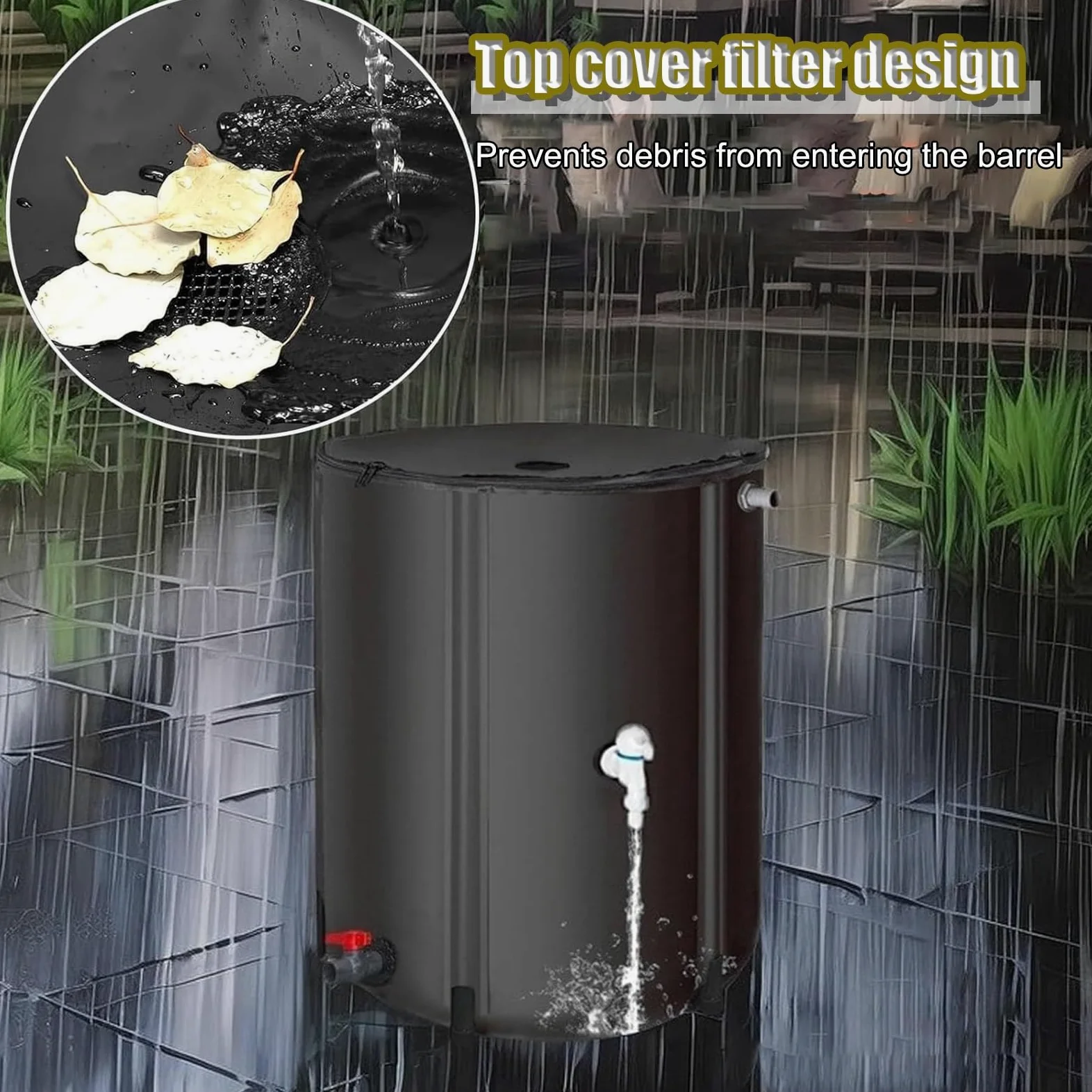 Depósito de recogida de agua de lluvia, Colector De Agua Lluvia for Canalones Multicolor 50L-1350L(Noir,500L)