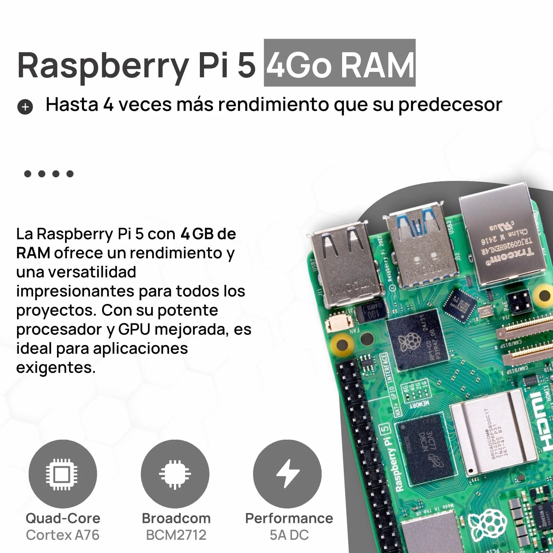 db-tronic Raspberry Pi 5 4 GB NVMe Kit 64 GB 27 W Carcasa metálica Refrigeración Activa SSD M.2 NVMe PCIe
