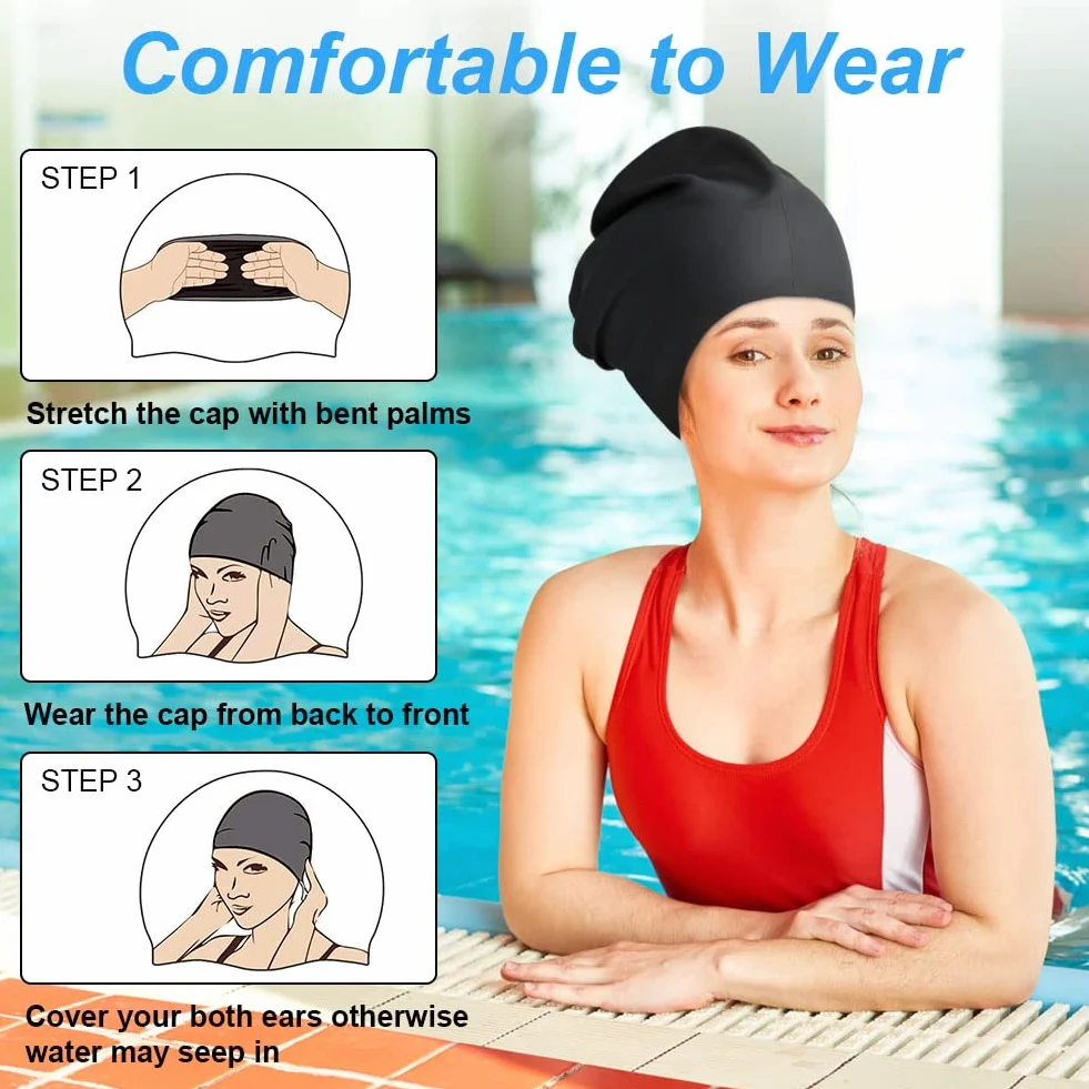 Gorro Piscina Impermeable Adultos Natación Silicona Extra Grande Mujer Hombre Pelo Largo Dreadlocks
