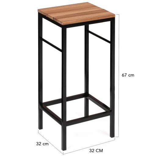 IDMarket – Salón de jardín Panamá Conjunto de bar de mesa alta y 6 taburetes de diseño industrial acacia