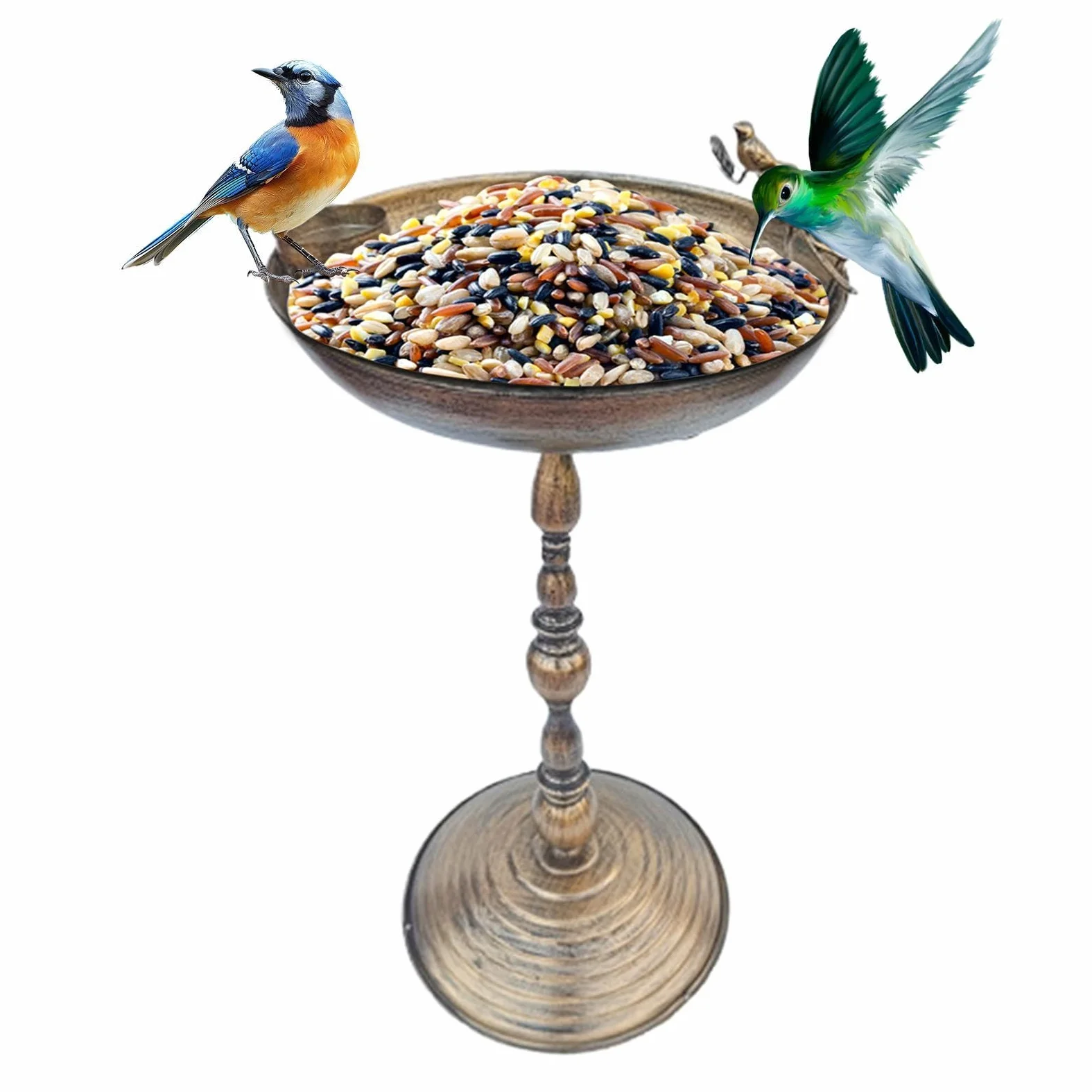 Bebedero Para Aves Exterior De Metal Para Pájaros Con Base | Fuente Hierro Artístico Con Diseño Antiguo Para Colibríes Loros Periquitos En Patio Y Jardín