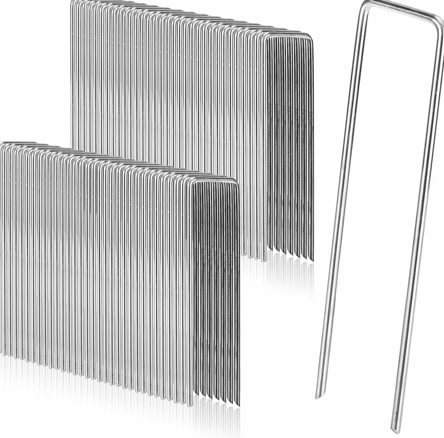 PIQIUQIU 50 Piezas Anclaje de Tierra antioxidante para vellón de malezas, Anclaje de Tierra antioxidante galvanizado Hecho de Alambre de Acero, 200 mm de Largo, 40 mm de Ancho, Ø 2.5mm