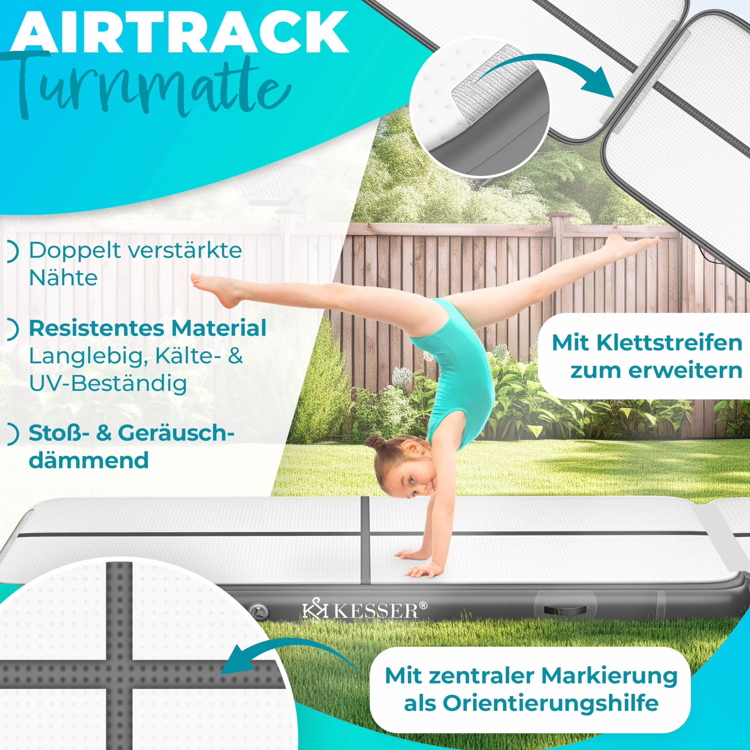 KESSER Colchoneta de Gimnasia Inflable Airtrack 3/4/5/6 m Esterilla de Yoga