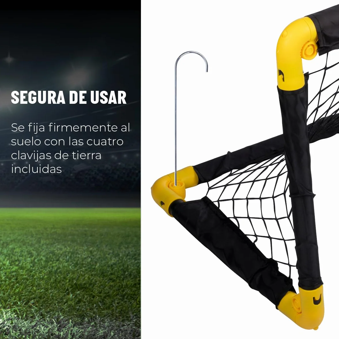 Umbro Portería de fútbol plegable 50x44x44 cm para jardín niños adultos interior exterior Negro/Amarillo