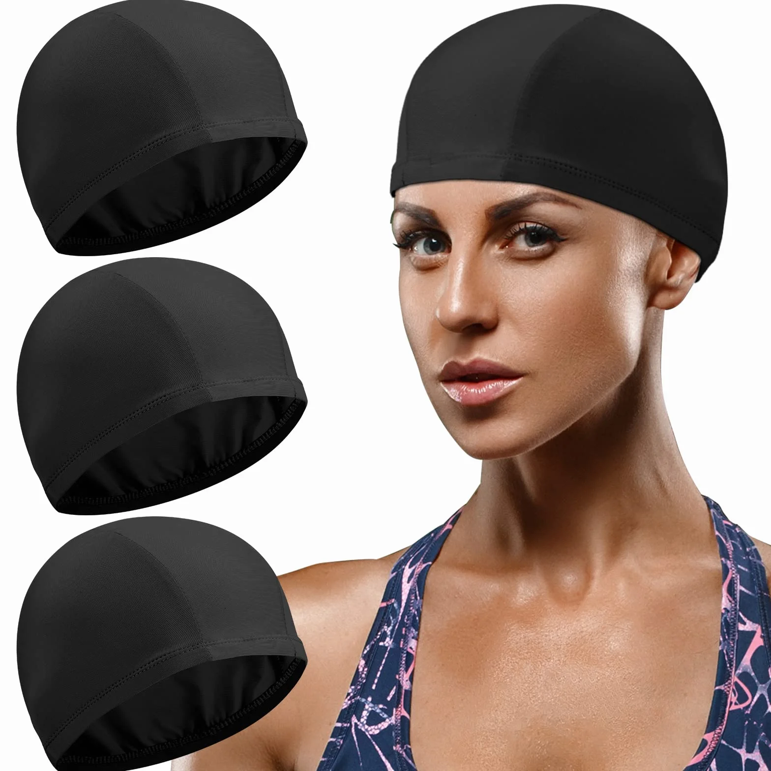Gorros de Natación Elásticos Unisex Antideslizantes para Piscinas - 3 Pack