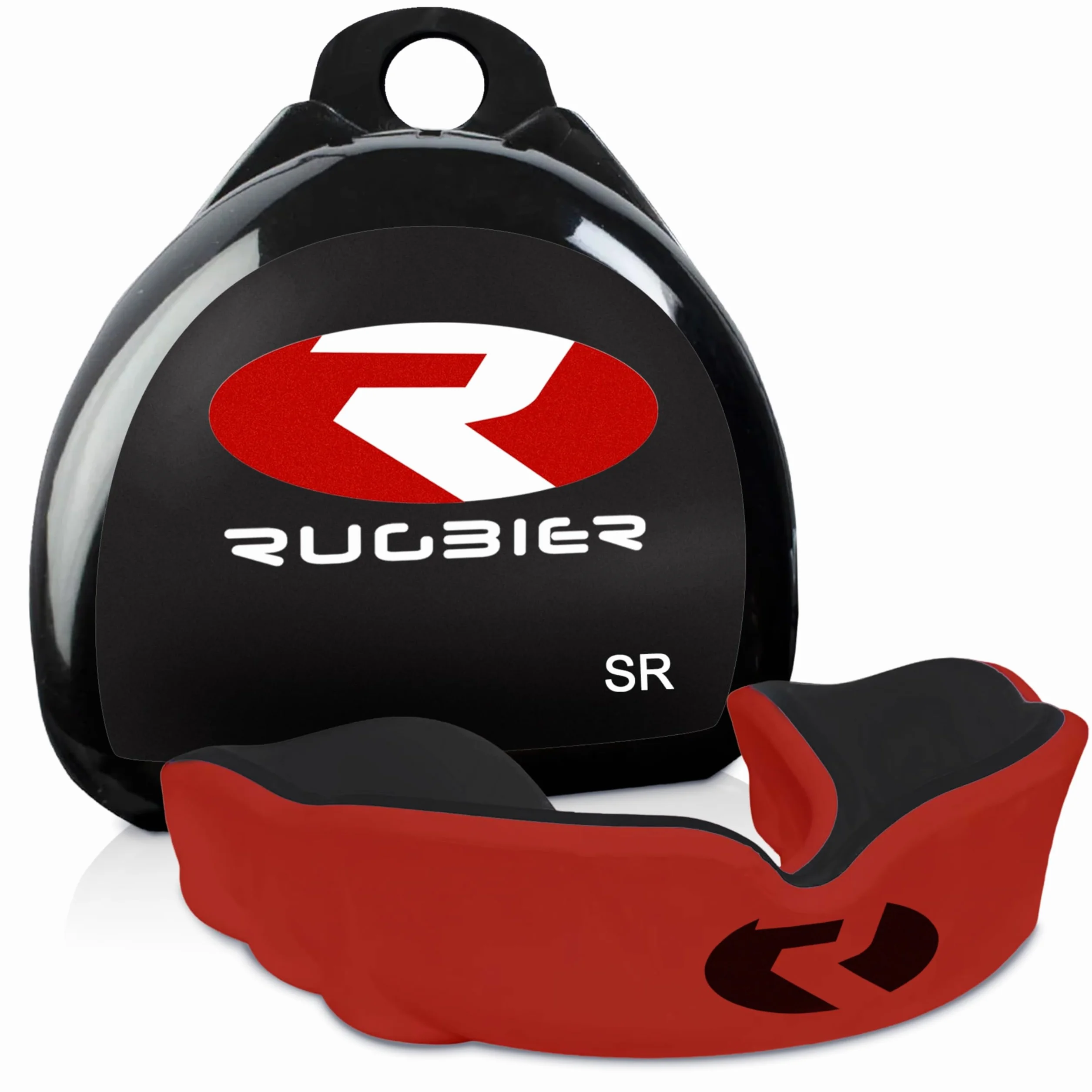 Protector Bucal Rugby Dual Gel Termo Moldeable Talla Adultos Niños Protección Dental Avanzada Rojo Negro Senior