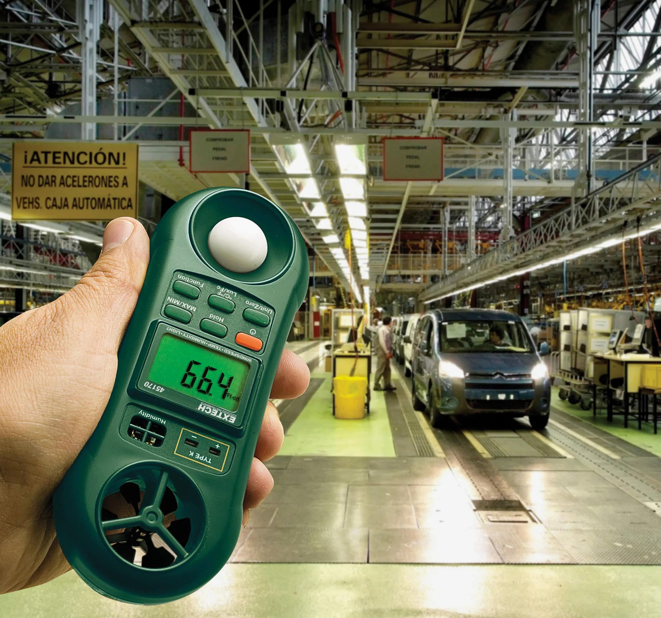 Extech 45170 Medidor Ambiental 4 en 1, Anemómetro y Luz | Velocidad viento, humedad, luz/lux, temperatura, rueda aspa, min/max, bolsillo, HVAC/invernadero