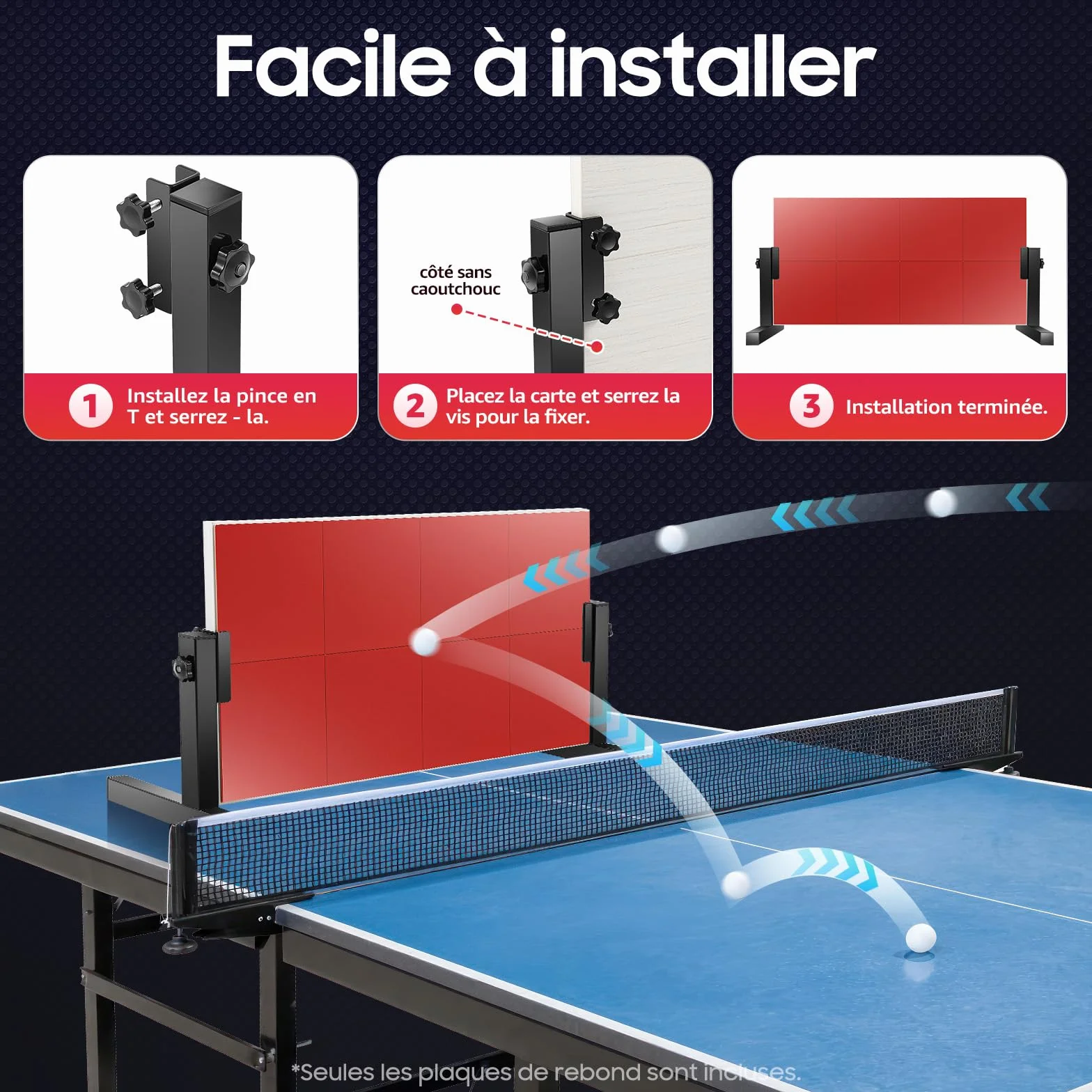 Tabla de Rebote de Tenis Mesa con 8 Bloques para Entrenamiento