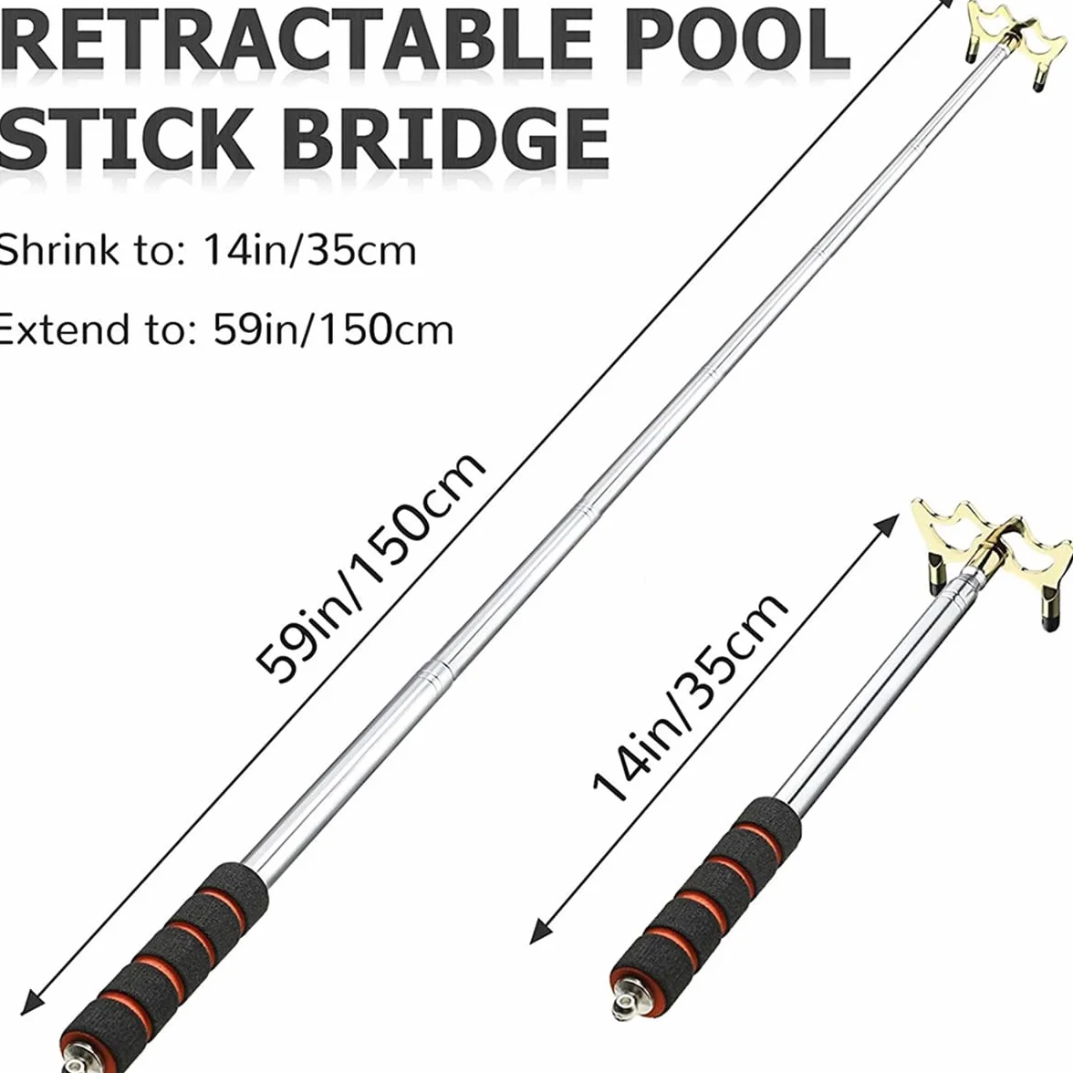 Puente Retráctil para Tacos de Billar, Cabezal de Latón Extraíble, Accesorio de Billar