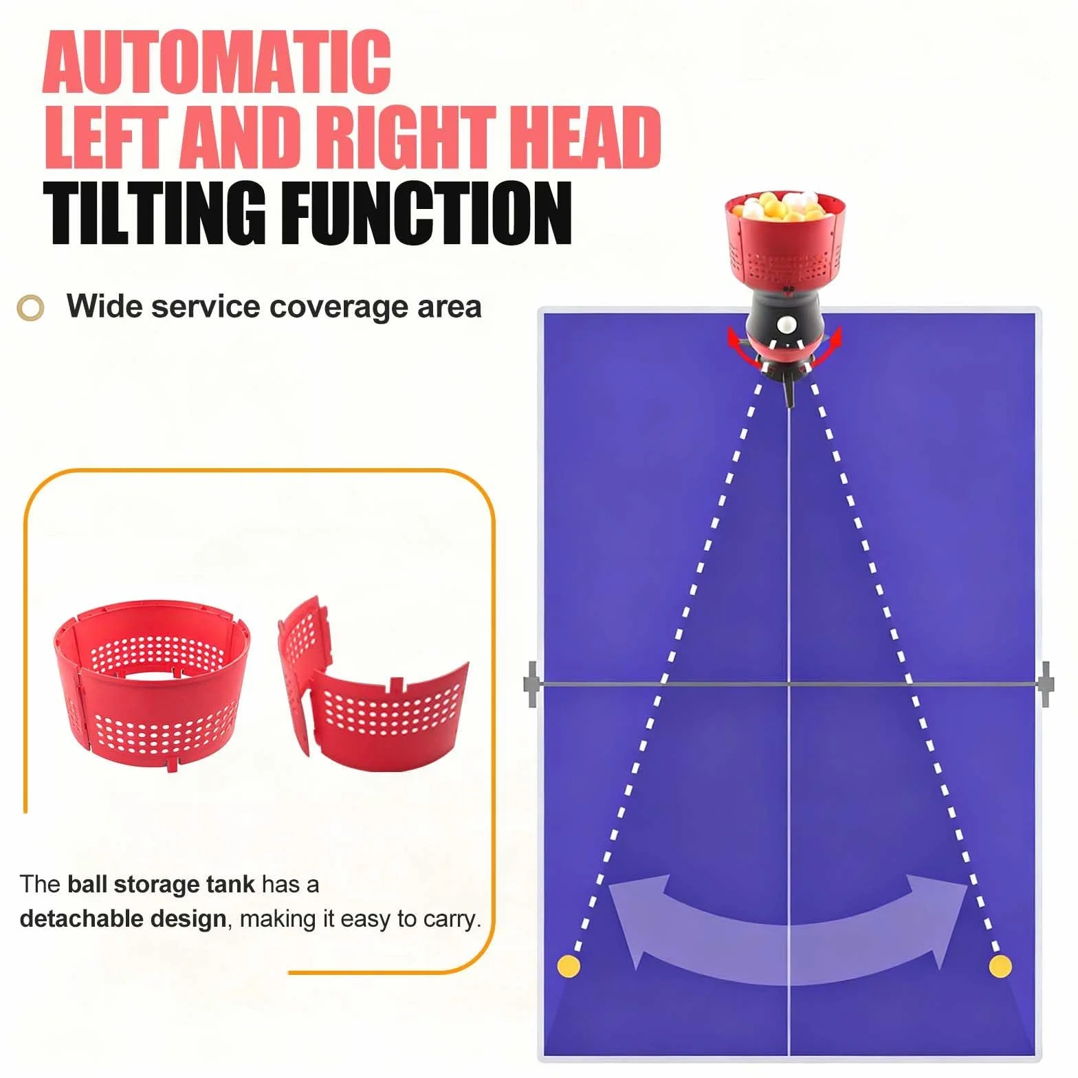 Robot de Tenis de Mesa Inteligente: Lanzador Automático de Pelotas de Ping-Pong, Dos Modos de Saque, Velocidad y Efecto Ajustables