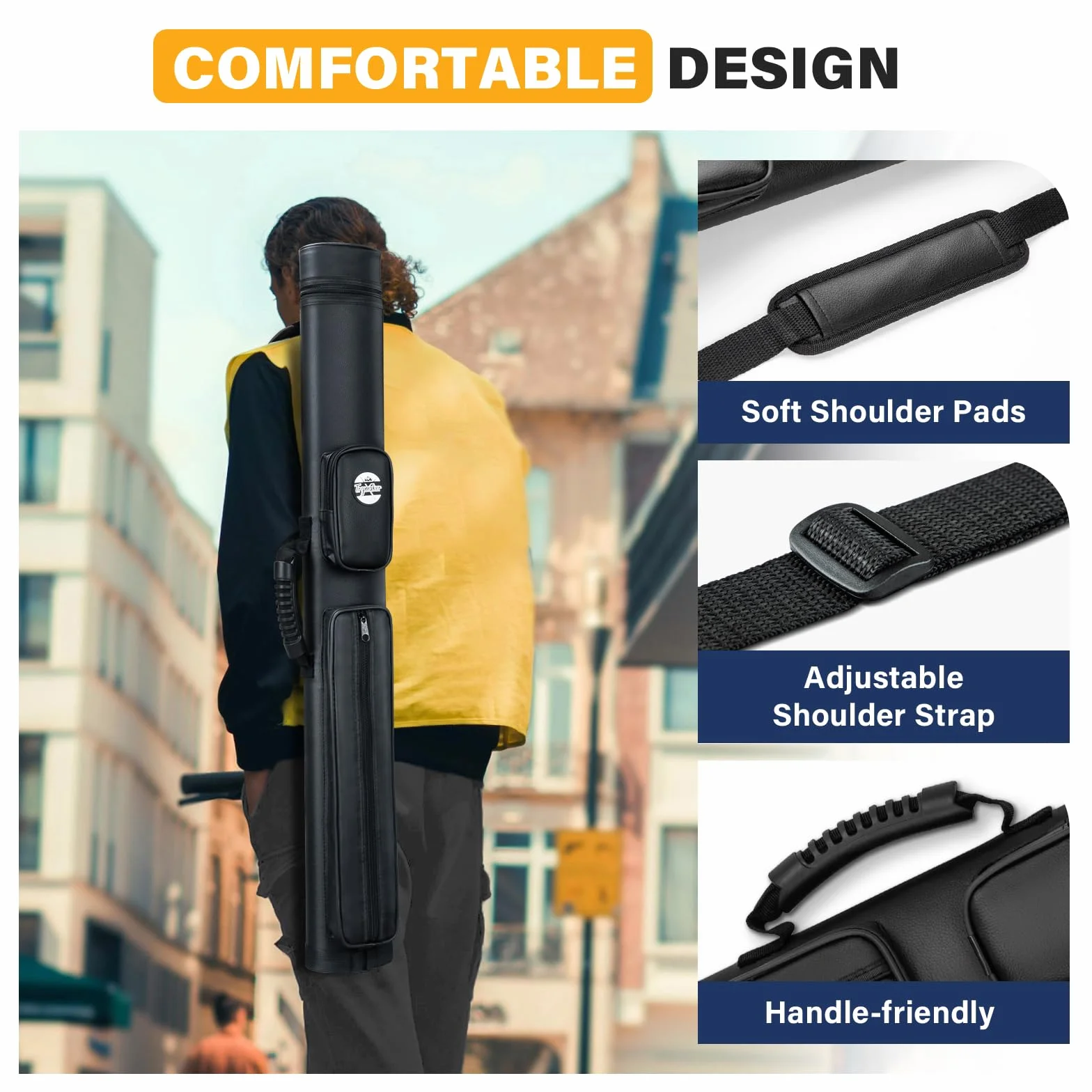 Trymaker Estuche para tacos de billar 2x2 Bolsa rígida para 2 palos accesorios