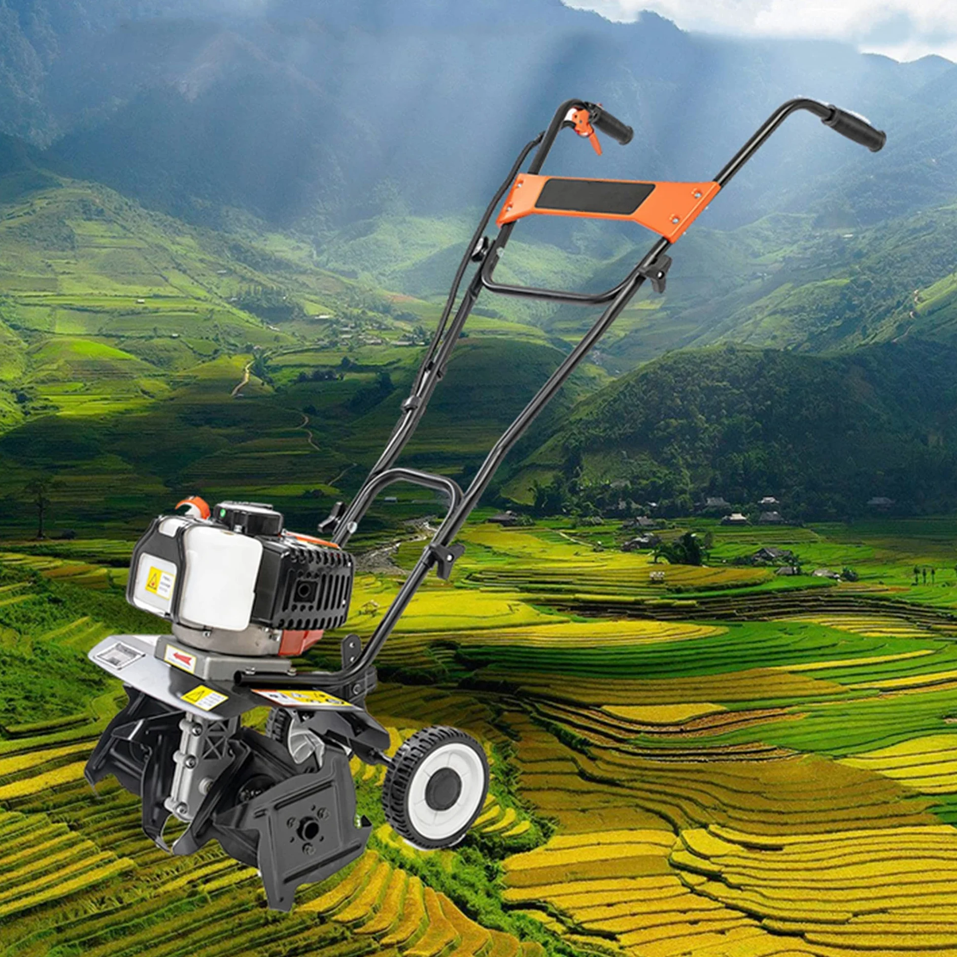 Cultivador de Gasolina inalámbrico de 1.3KW, rotavador/cultivador de energía de jardín con 4 Cuchillas, cultivador de energía, escarificador de césped, para césped