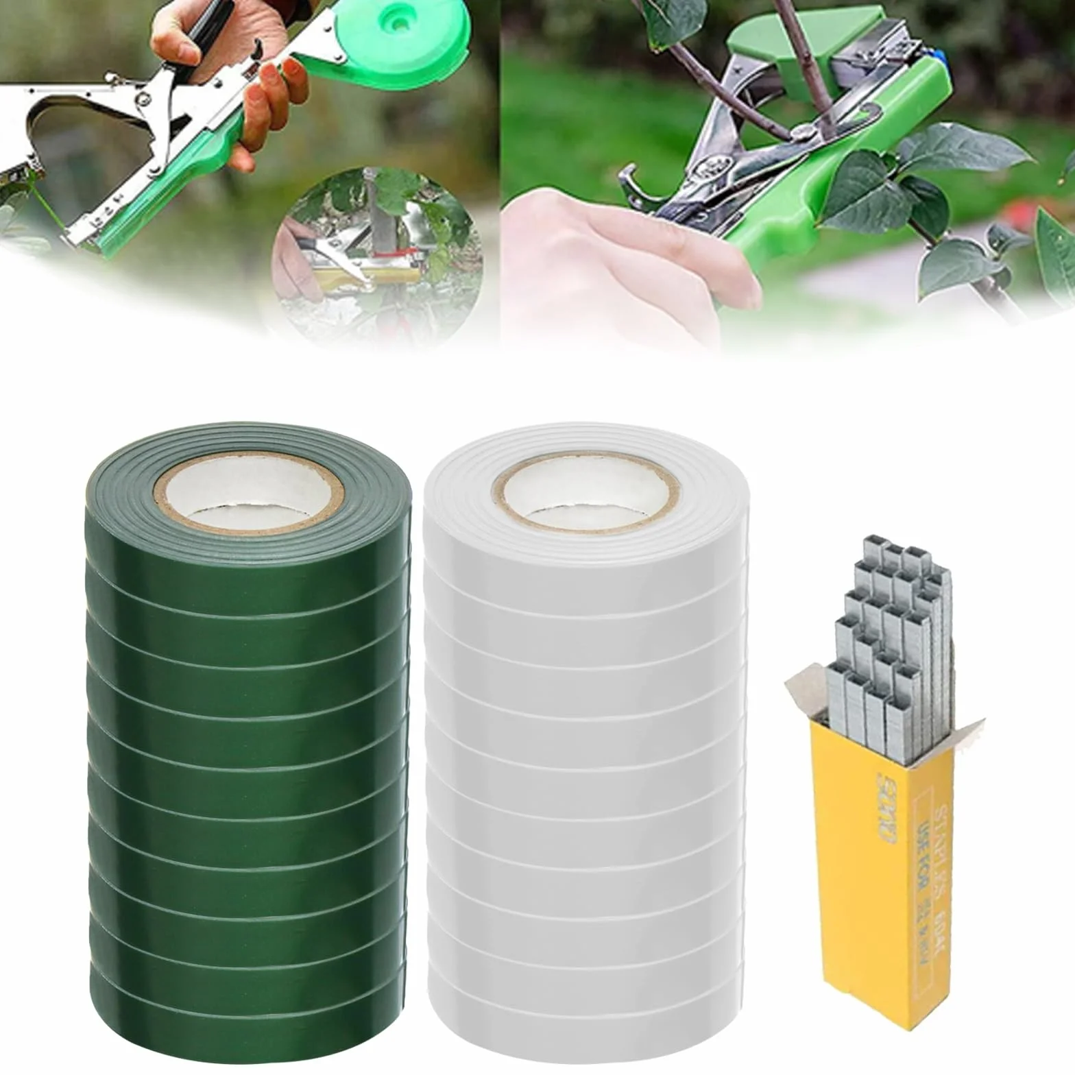 10 Rollos Maquina para Atar Plantas,para Maquina para Atar,Herramienta de Cinta de Jardín para Atar Ramas de Plantas, para Viñedo Pepino Fruta Flores Vegetales
