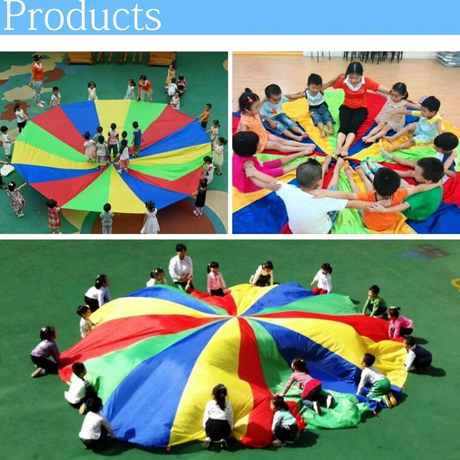 Paracaídas de Juguete 3,5 m Multicolor para Niños y Familia con Bolsa de Transporte