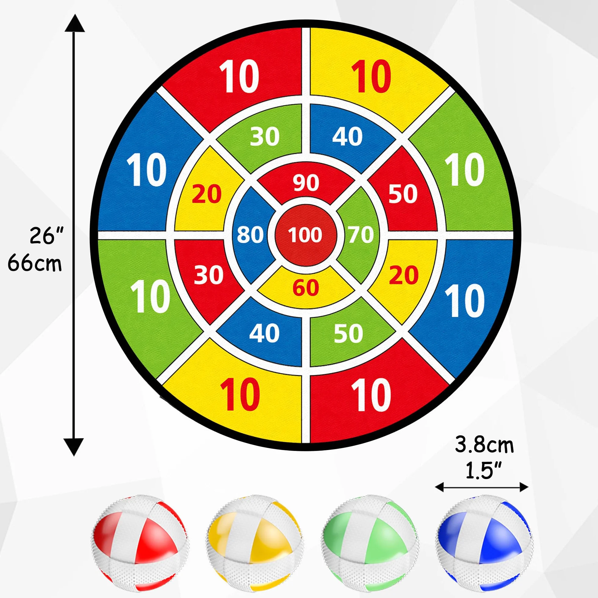 TOMYOU Tablero de Dardos de Doble Cara 66cm con Bolas Adhesivas Juego de Lanzamiento