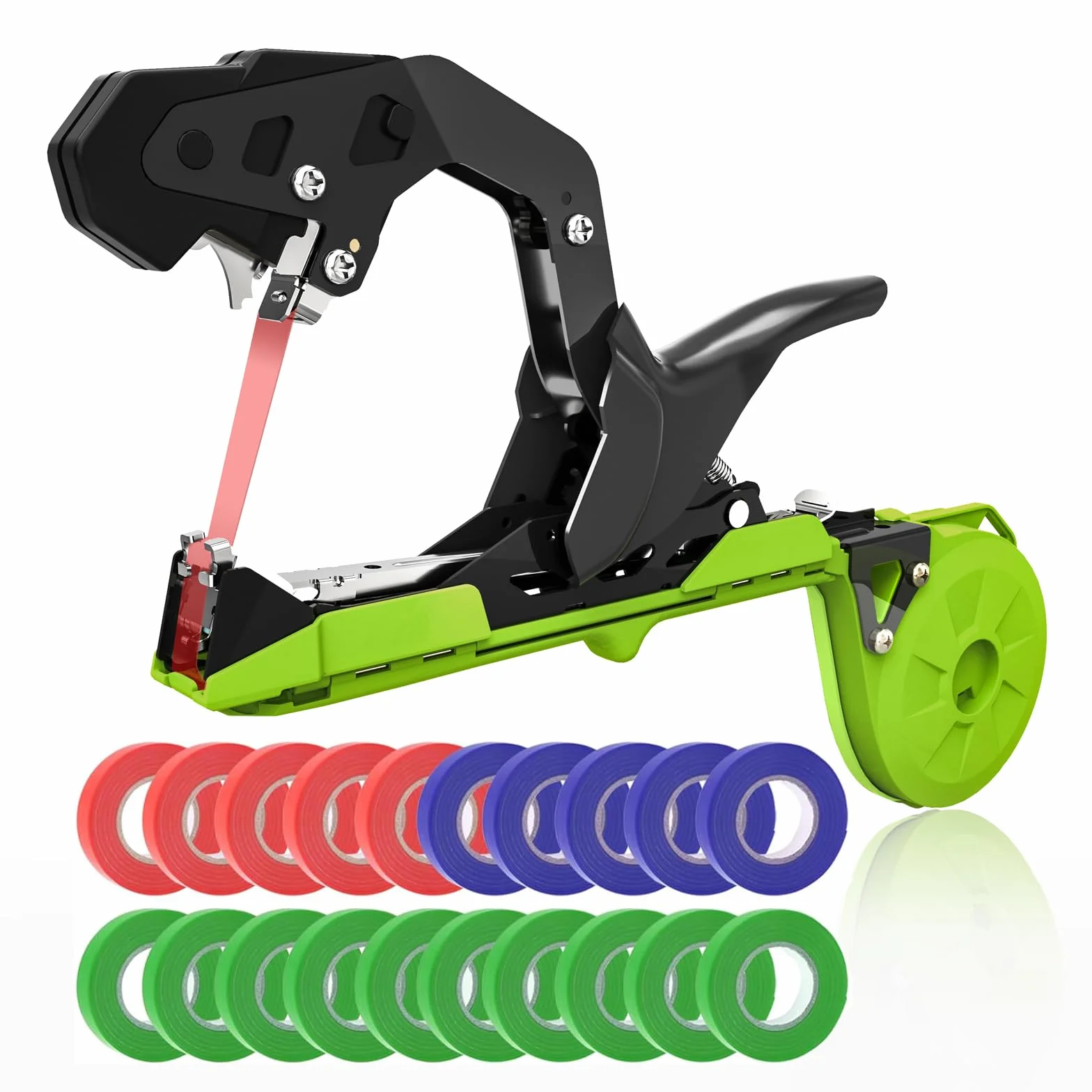 SWANSOFT Maquina para Atar Tomates, 420g Herramienta de Cinta de Jardín para Atar Ramas de Plantas, Viñedo Pepino UVA Fruta Vegetales, con 20 Rollos de Cinta y 10000 Grapas SW-8108G