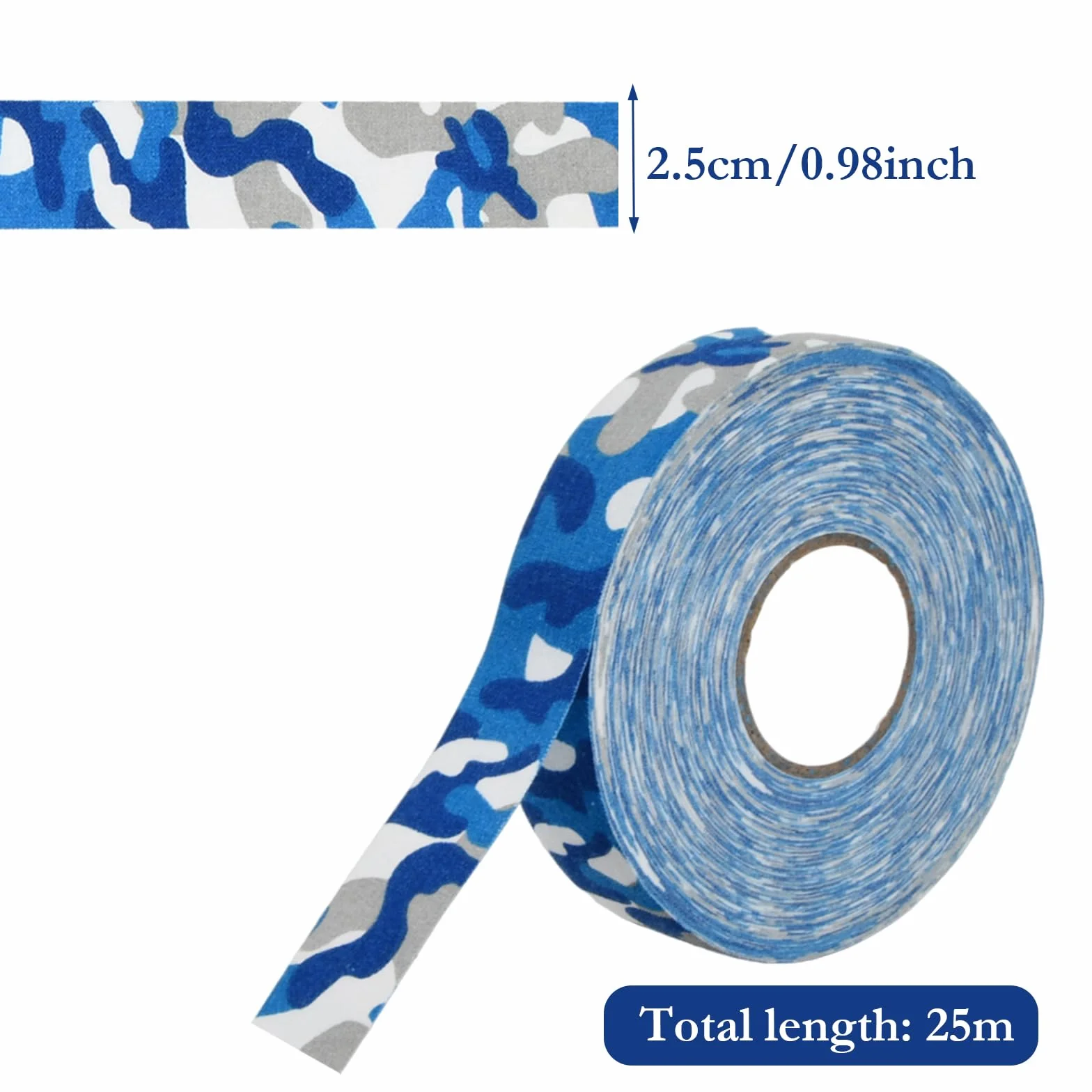 Cinta de Hockey Rollo 2.5cm*25m Adhesiva Agarre Palo Hockey Hielo Mangos Raquetas Squash Tenis Bádminton Golf