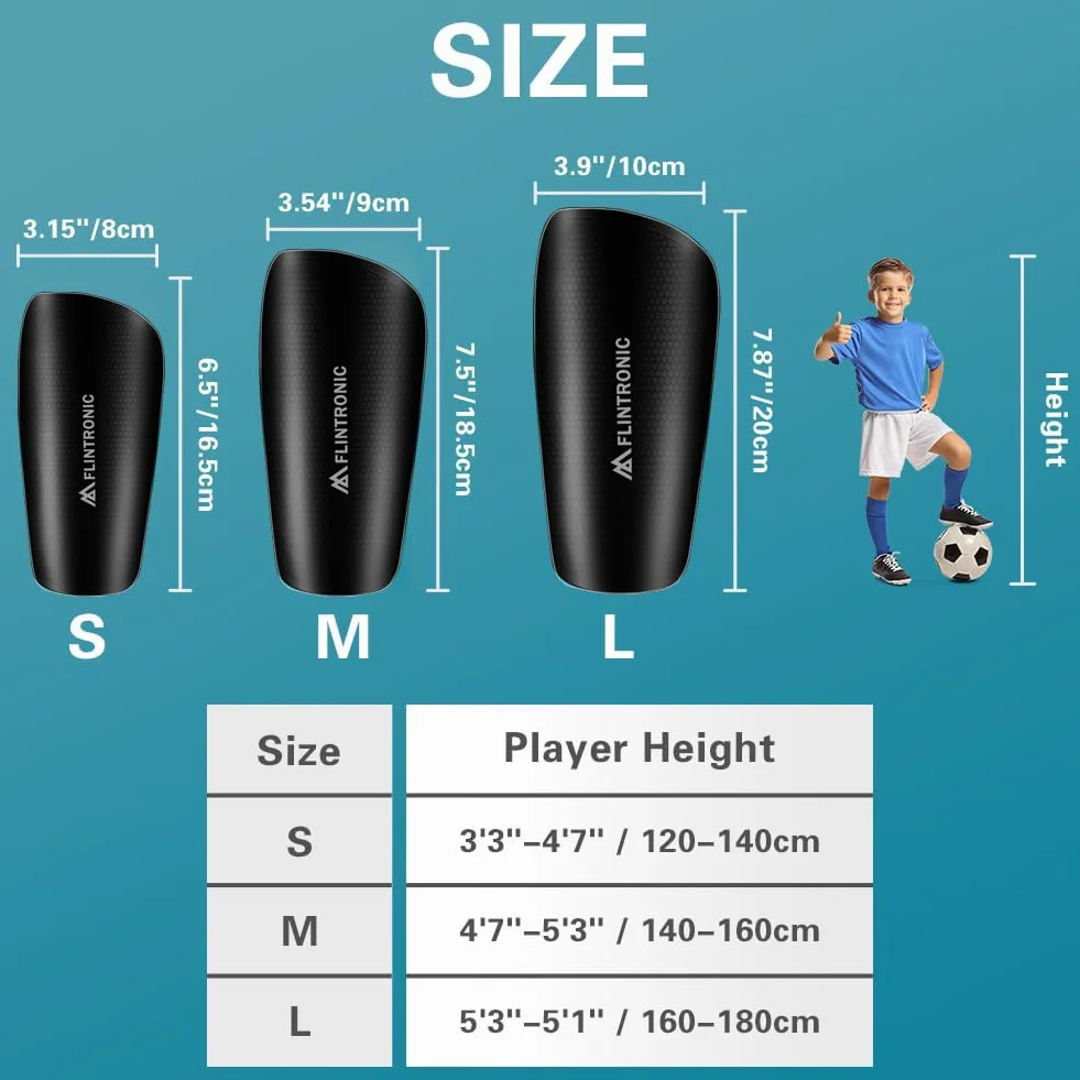 flintronic Espinilleras de Fútbol para Niños, Calcetines con Mangas Altas Elásticas, Doble Capa