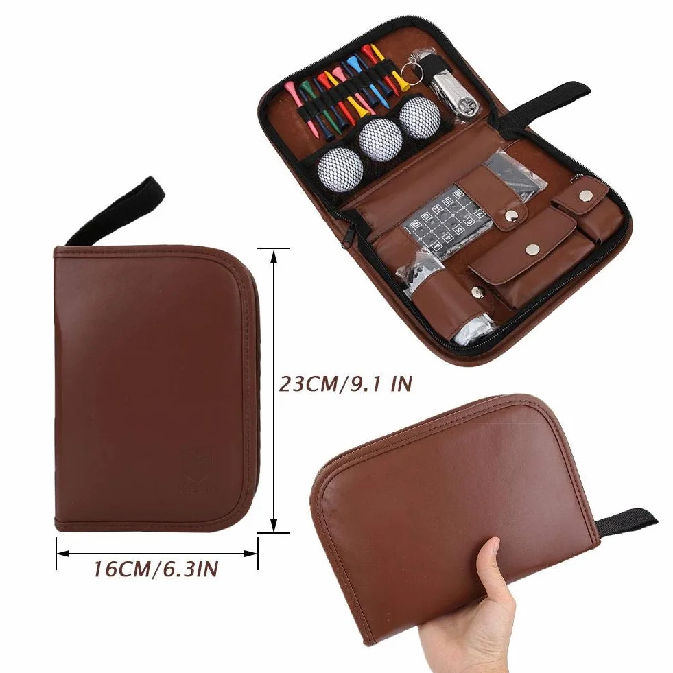 Bolsa de Accesorios de Golf 23x16x5 cm PU 3 Pelotas 12 Tees 54 mm
