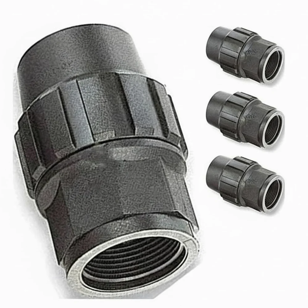 Suinga Pack 4 Enlace Hembra Polietileno 90mm x 3'' para Tuberia de polietileno 90 mm | Enlace rosca Hembra 90 Aenor | Conector riego, negro