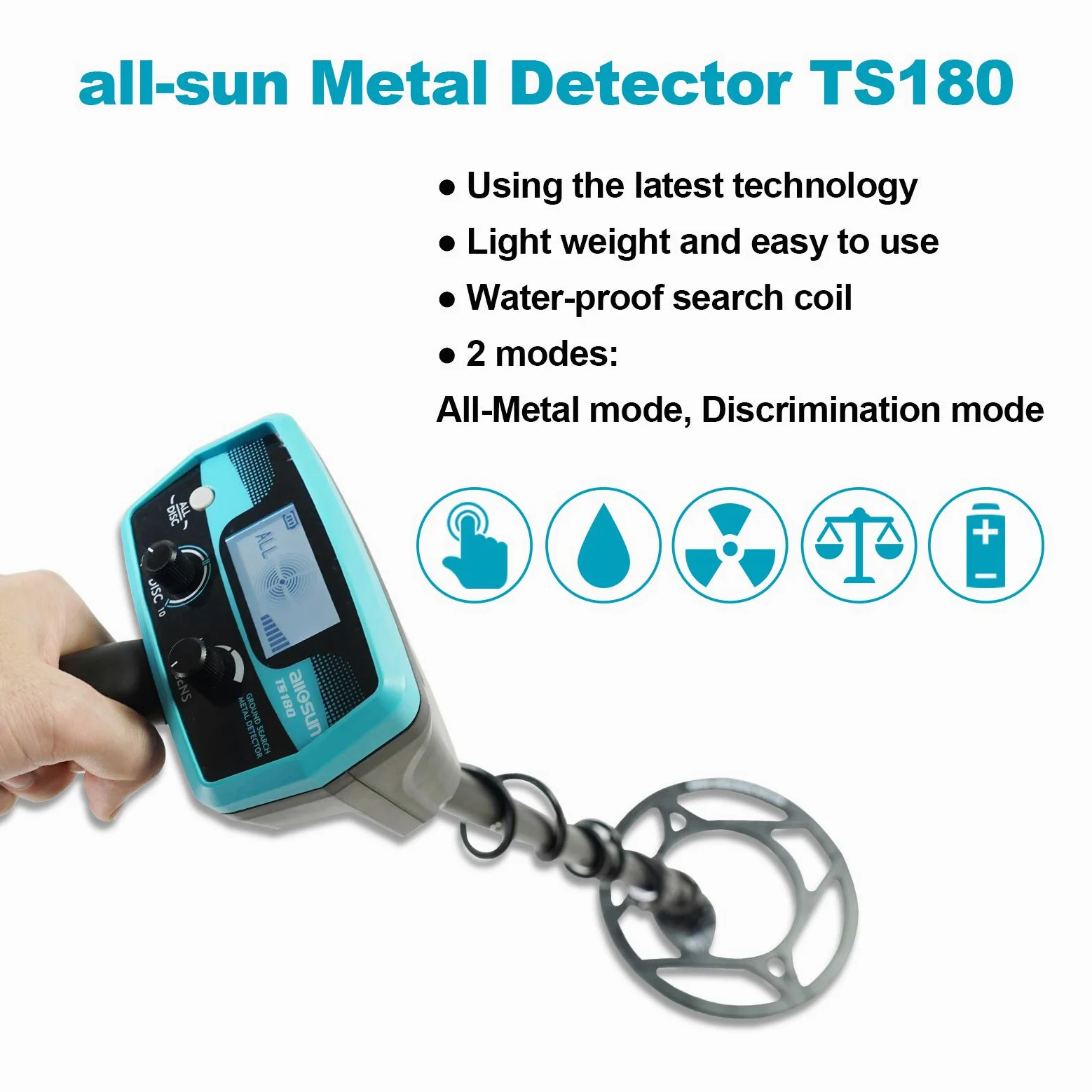 Allosun detector de metales de mano resistente al agua Hoge Precisie Kleine tipo Archeologische Posicionamiento Schat Instrumento