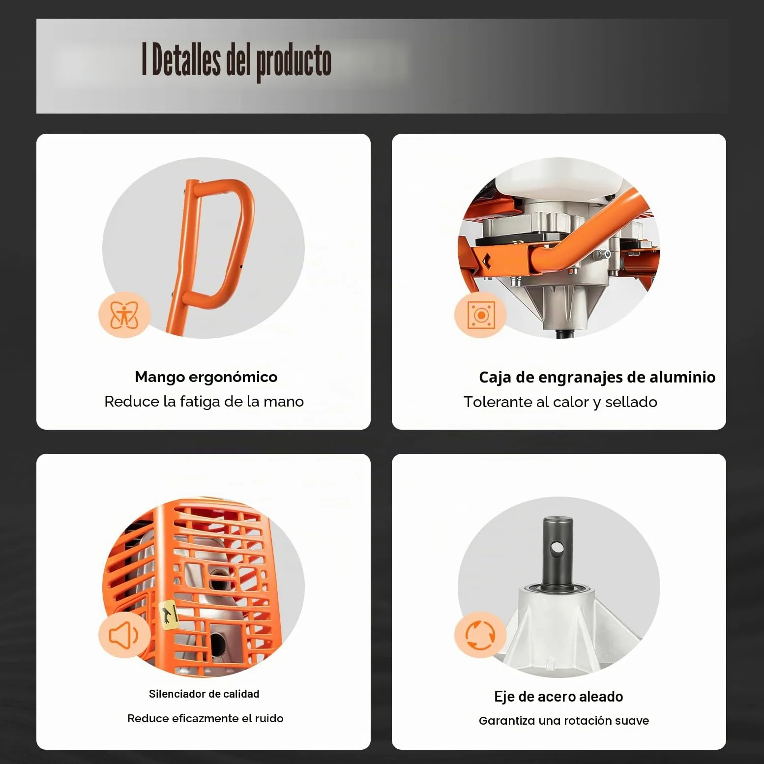Ahoyadora Gasolina 63,3 cc con Rueda y Broca de 300 mm, 2 Tiempos | Potencia de 2,2 kW, Hasta 8800 rpm, Depósito de 1,3 L, Arranque Manual y Transmisión 30:1 para Plantar y Colocar Postes