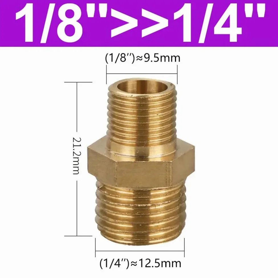 Racores de latón para mangueras, Accesorio de tubería reductor hexagonal de latón, rosca de 1/8, 1/4, 3/8, 1/2, 3/4 y 1 pulgada, adaptador de cobre, conector de acoplamiento igual, junta de plomería(0