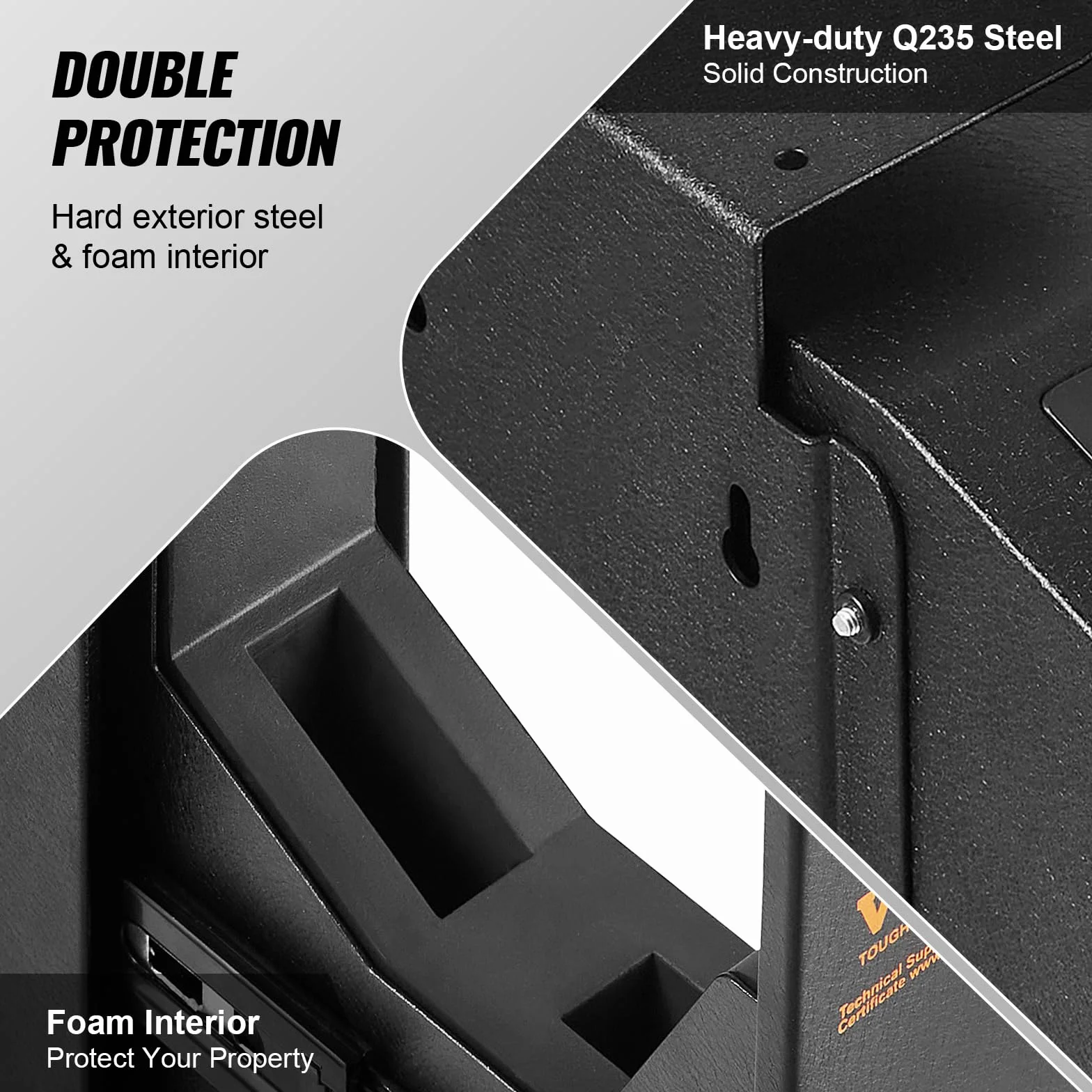 VEVOR Caja Fuerte para Armas Biométrica de Acero para 1 Pistola, 25,5x9,5x32 cm, Negro