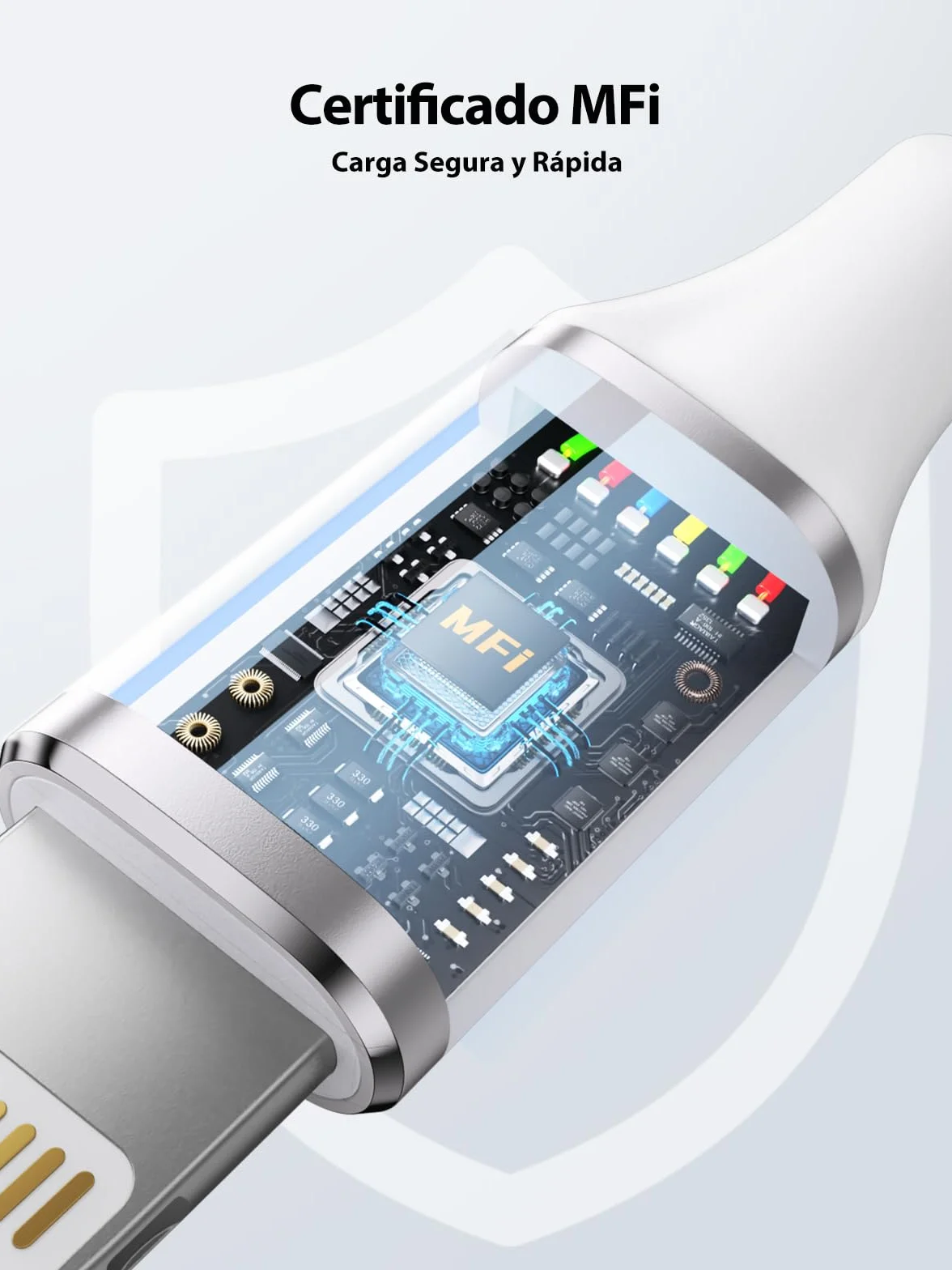 Aioneus Cable Cargador iPhone 2M Carga Rápida Apple MFi Certificado Nylon Trenzado USB Lightning para iPhone 14/13/12/11 Pro Max/XS/8/7/6/5/SE iPad