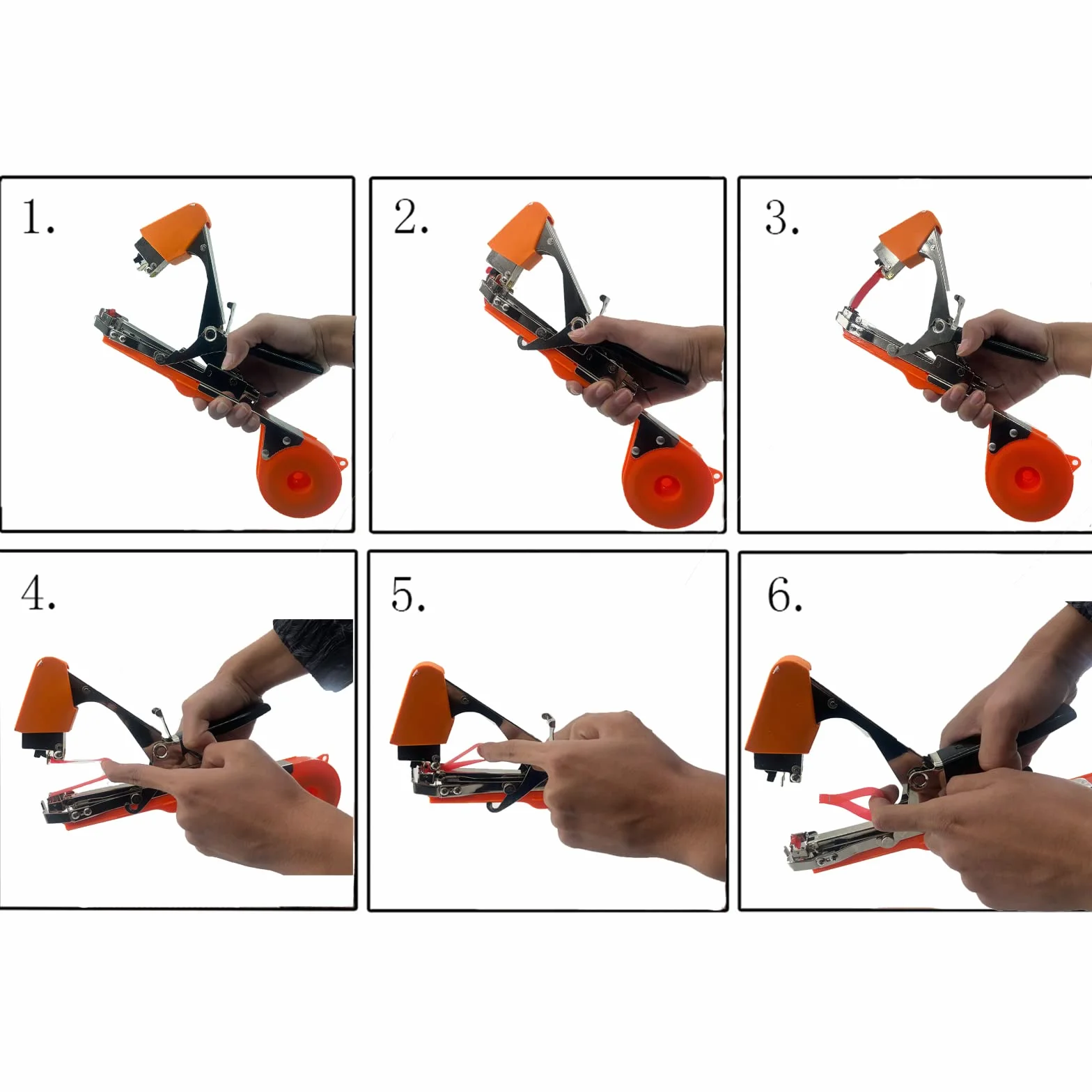 Legatrice per piante - Herramienta da Giardino per Vigneto e Rami (Pomodori, Berenjena, Flores, Verdura), Aleación Tape Tool Herramientas Huerto Pinza Legatrice(Orange)