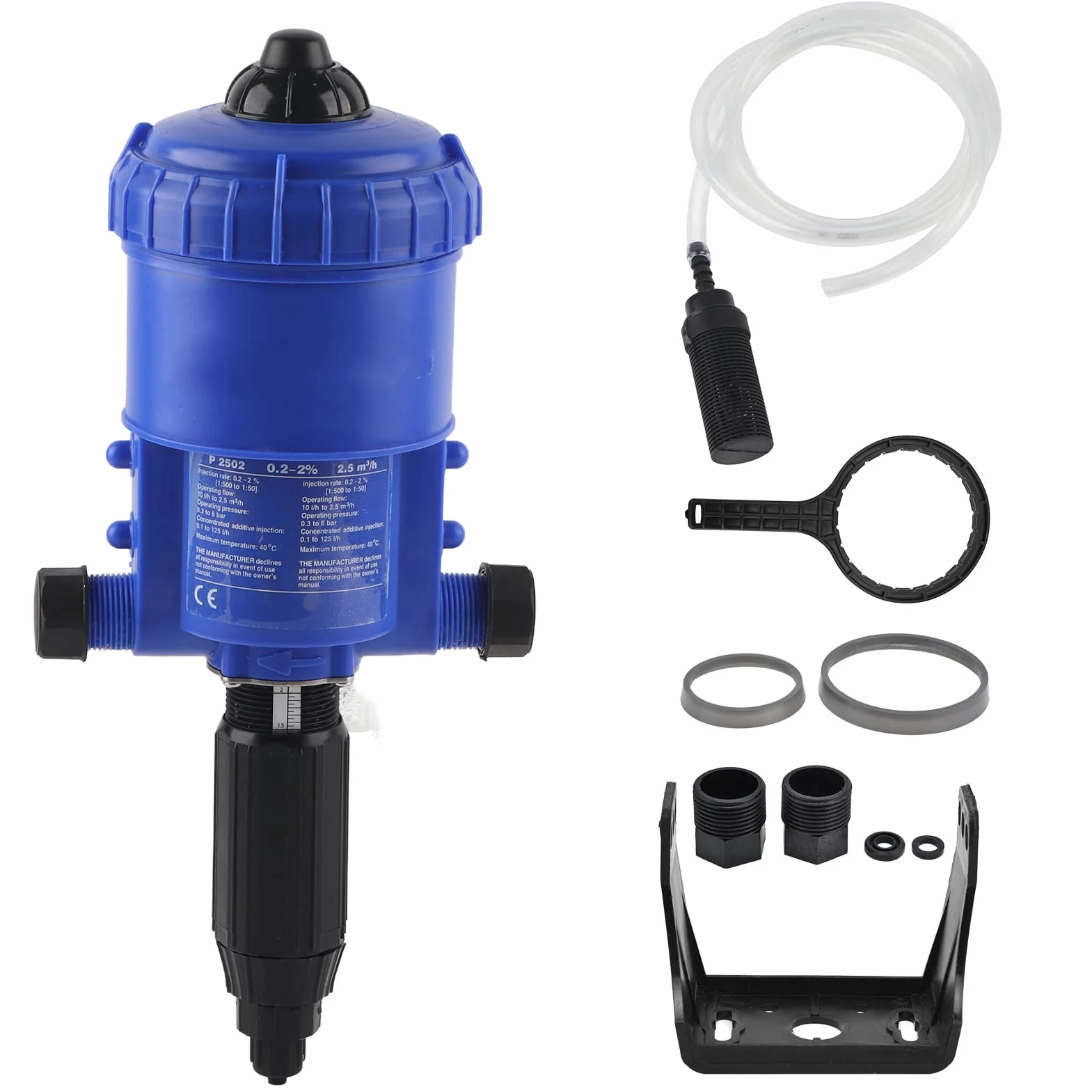 Inyector de Fertilizante 0,2-2%, Bomba Dosificadora Accionada por Agua G3/4 a G1 Rosca Macho Dispensador Automático de Dosificador de Líquido Químico para la Industria de Riego