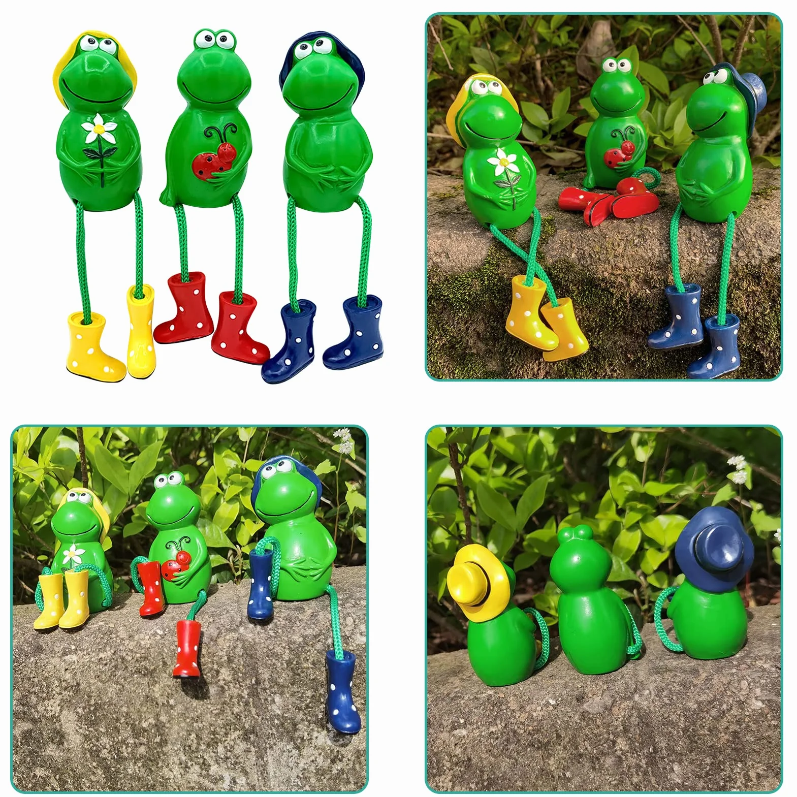 Figuras decorativas de rana para jardín, 3 unidades, estatua decorativa de jardín, figura de jardín, para exteriores, estatua de resina, granja, balcón, estanque, sala de estar, oficina, decoración (B
