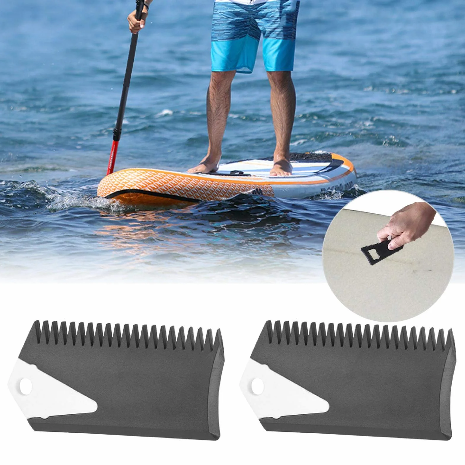 Peine para Cera Surf PVC, Peine Rascador Surf, 2 Unids Set para Tabla de Surf, Skimboard